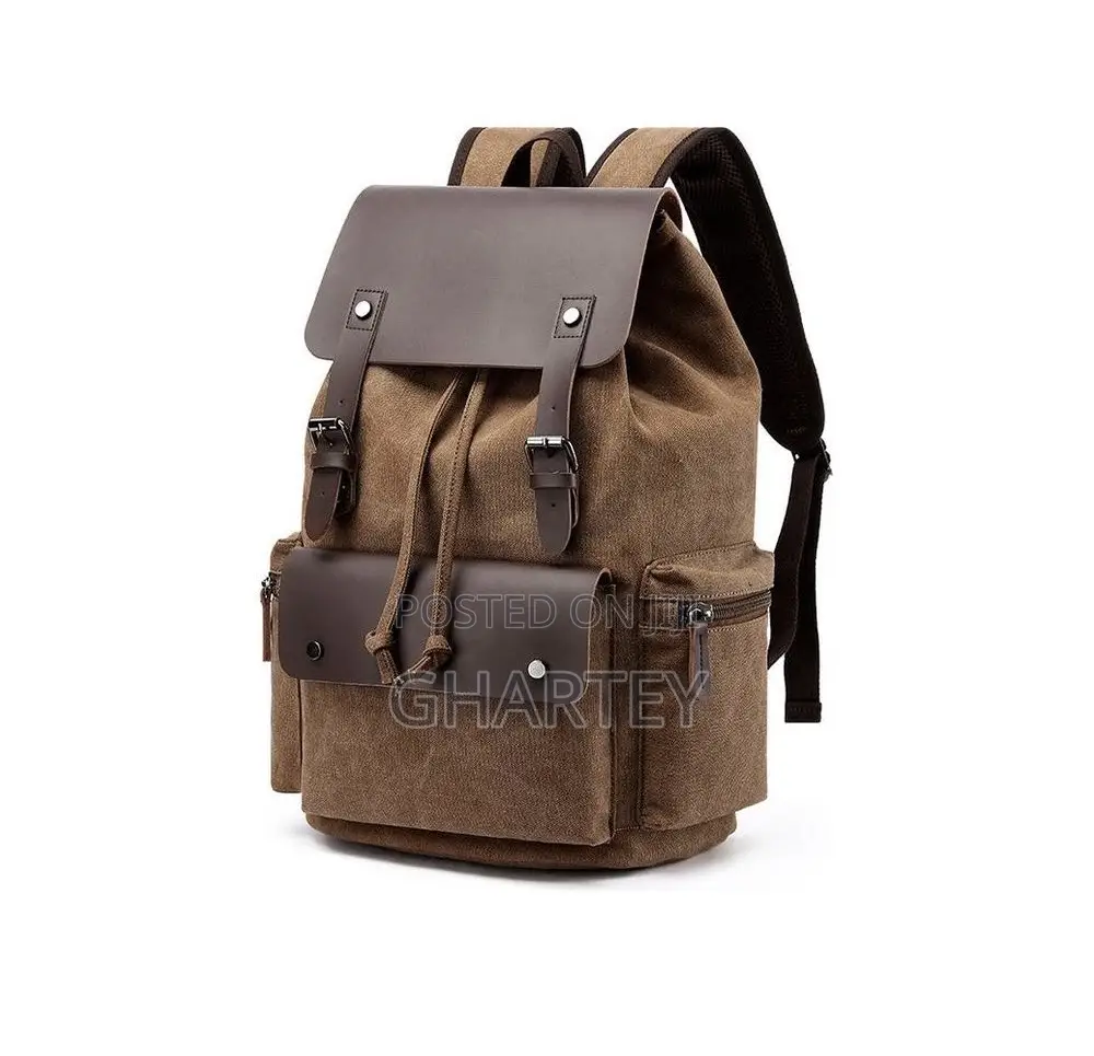 Fashion Canvas Backpack - Brown