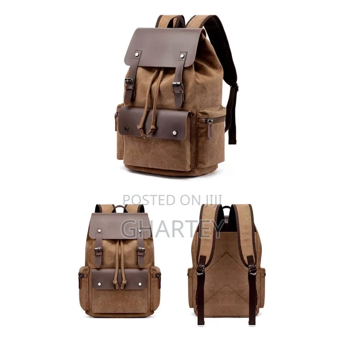 Fashion Canvas Backpack - Brown