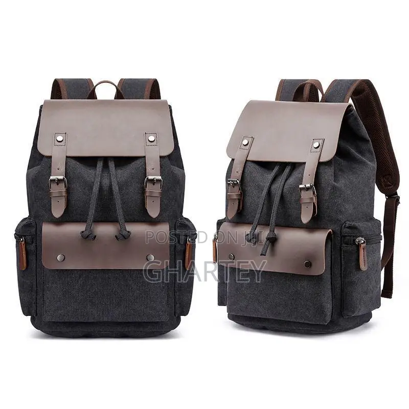 Trendy Large Space Durable Canvas Backpack Black