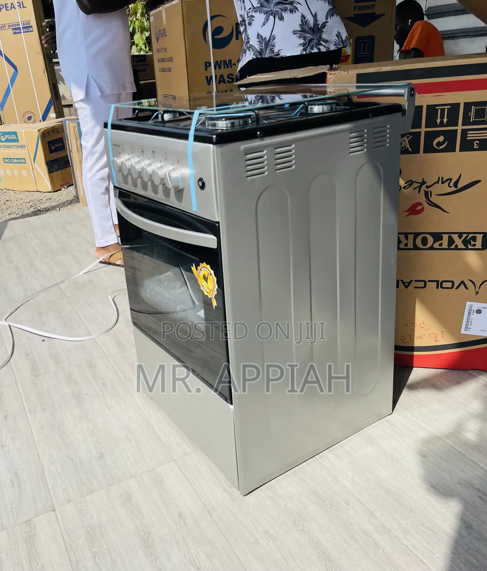 Fine Volcano 50x50 Gas Oven 4 Burner With Grill(Silver).