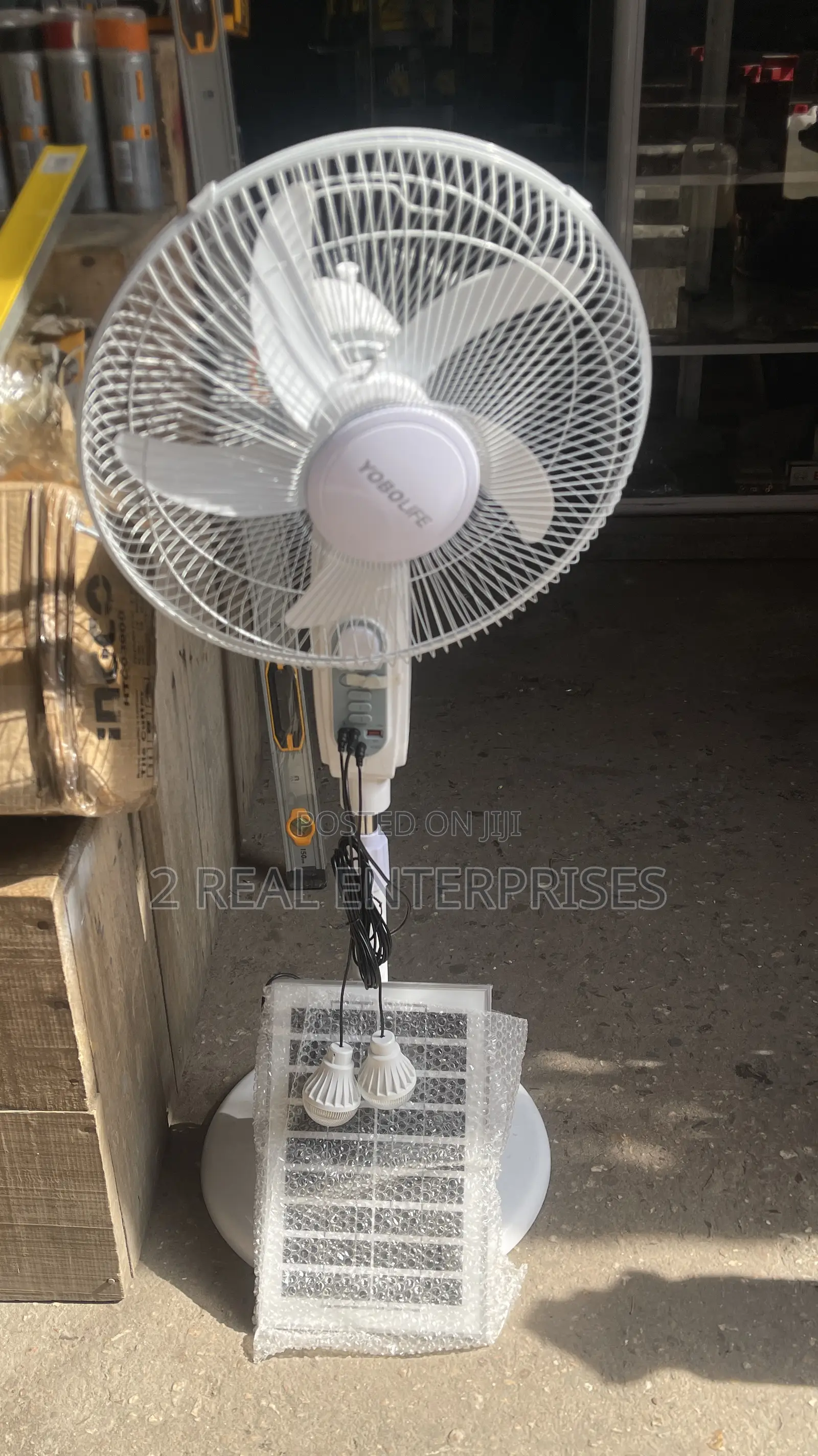 Rechargeable Solar Standing Fan With USB Charger