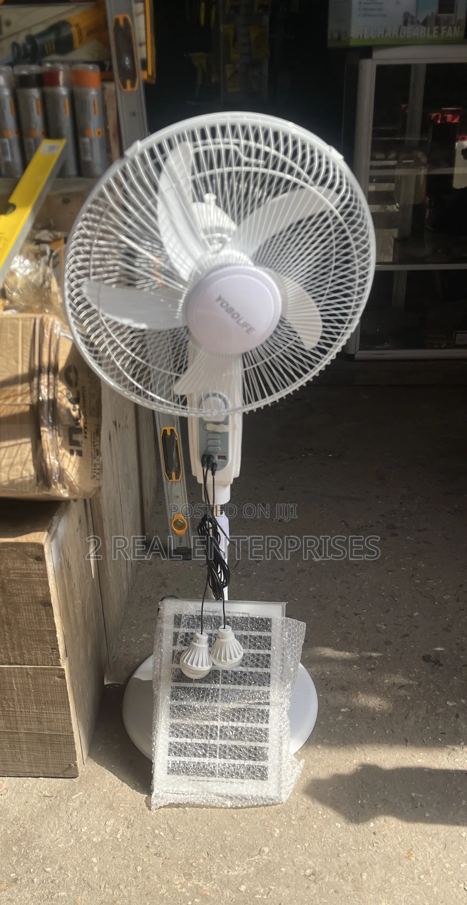 Rechargeable Solar Standing Fan With USB Charger