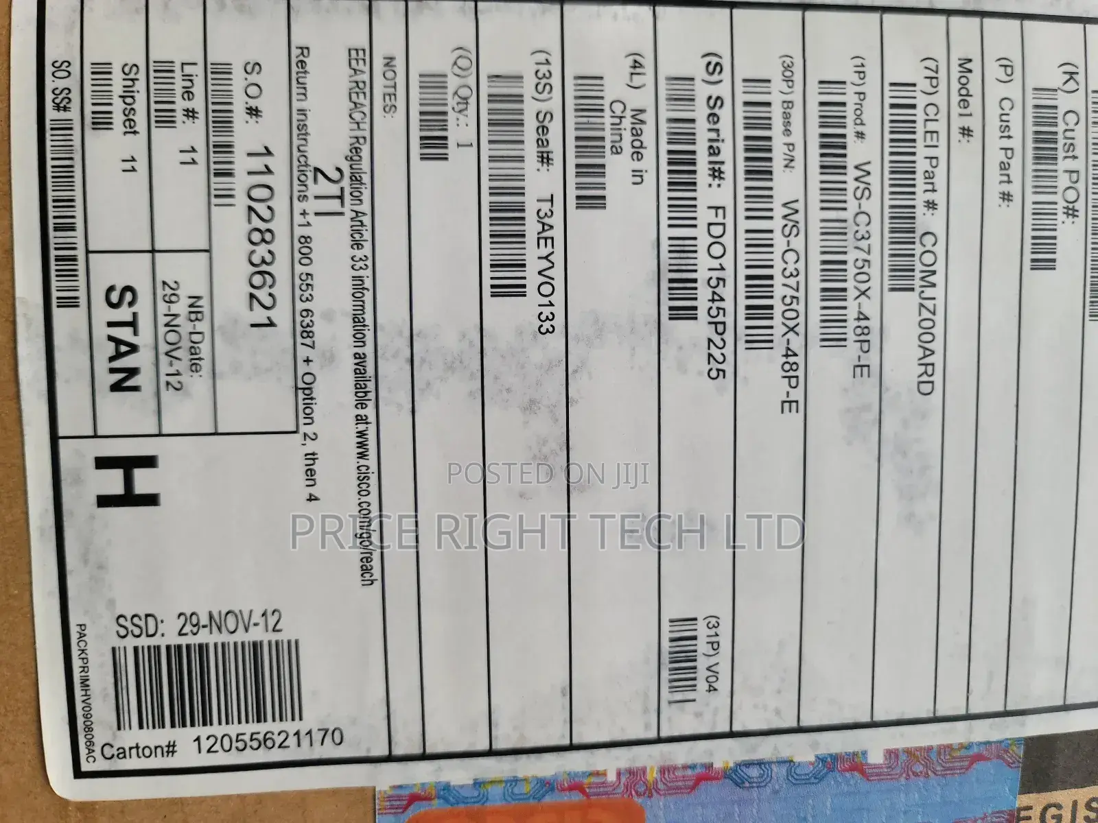 Brand New Cisco Ws-C3750x-48p-E Layer 3 Switch
