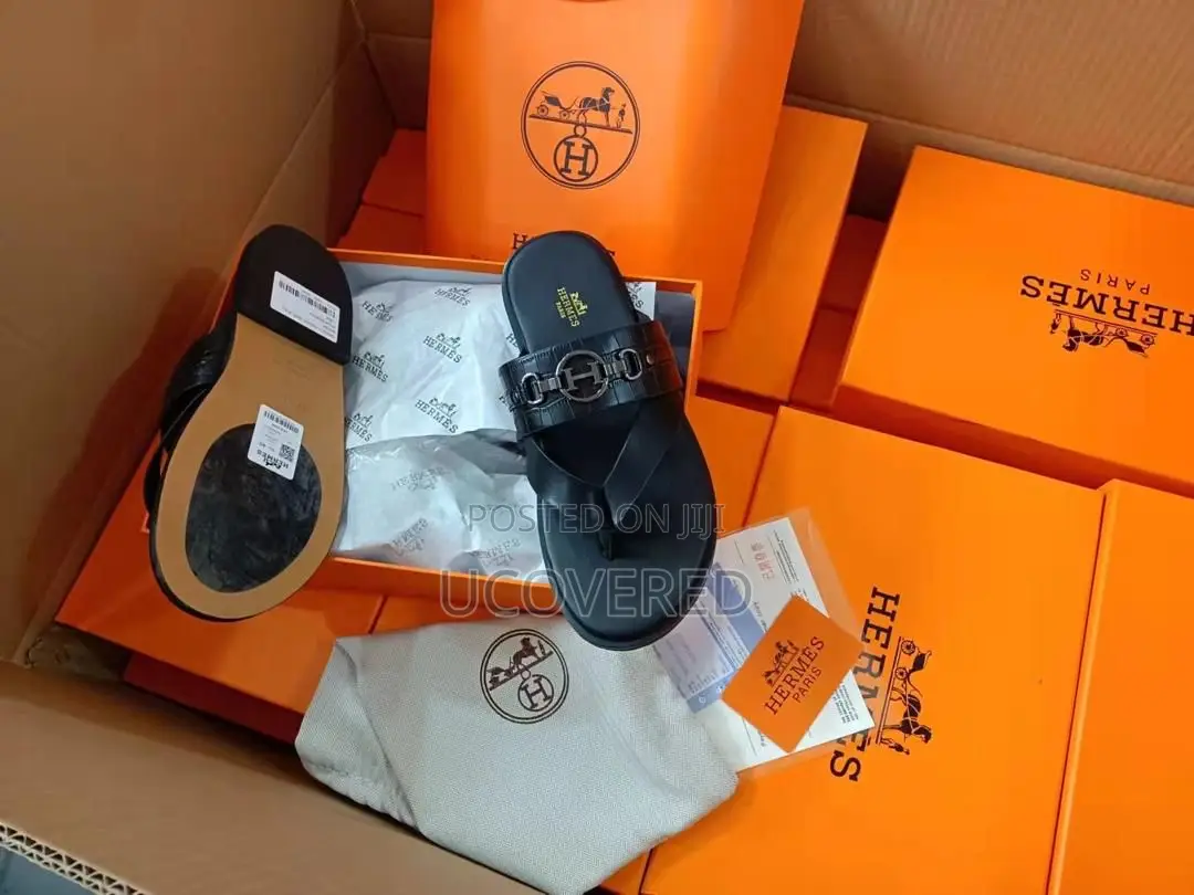 Hermes Men’S Leather Slippers
