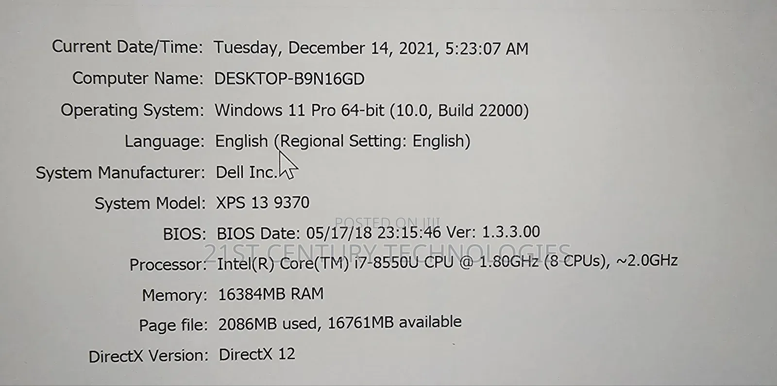 Laptop Dell XPS 13 9370 16GB Intel Core i7 SSD 512GB