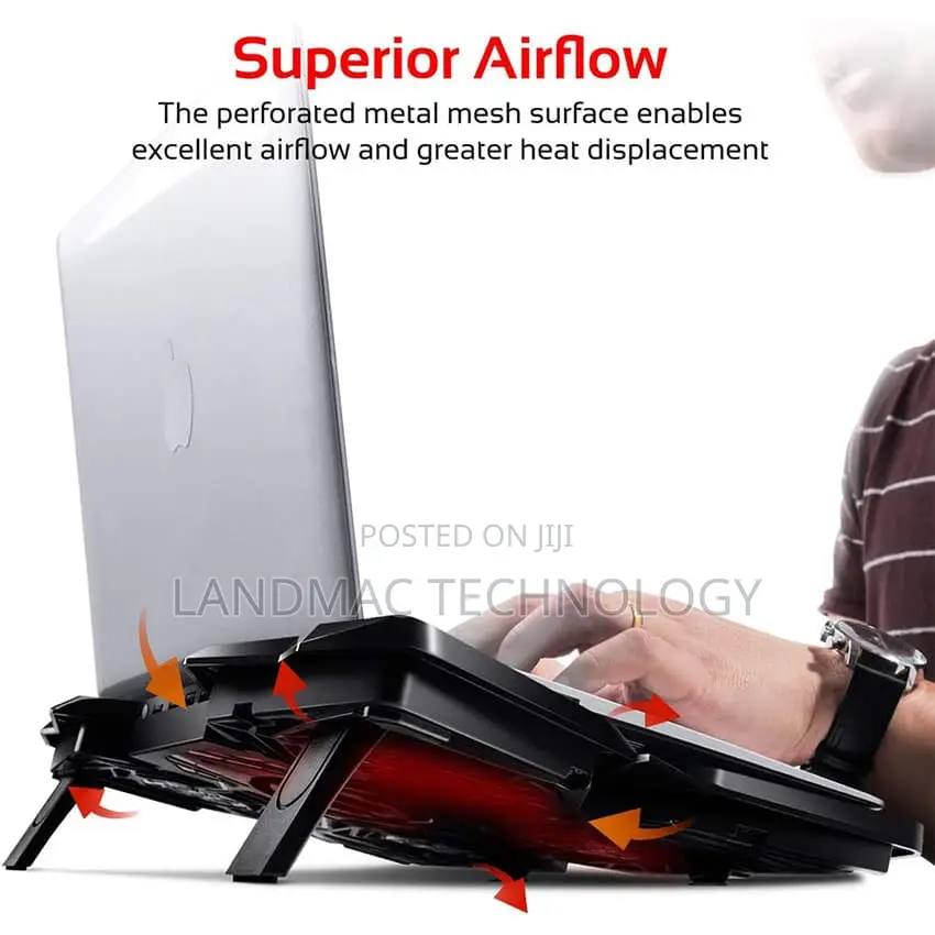 Promate Ergonomic Laptop Cooling Pad With Silent Fan Technol