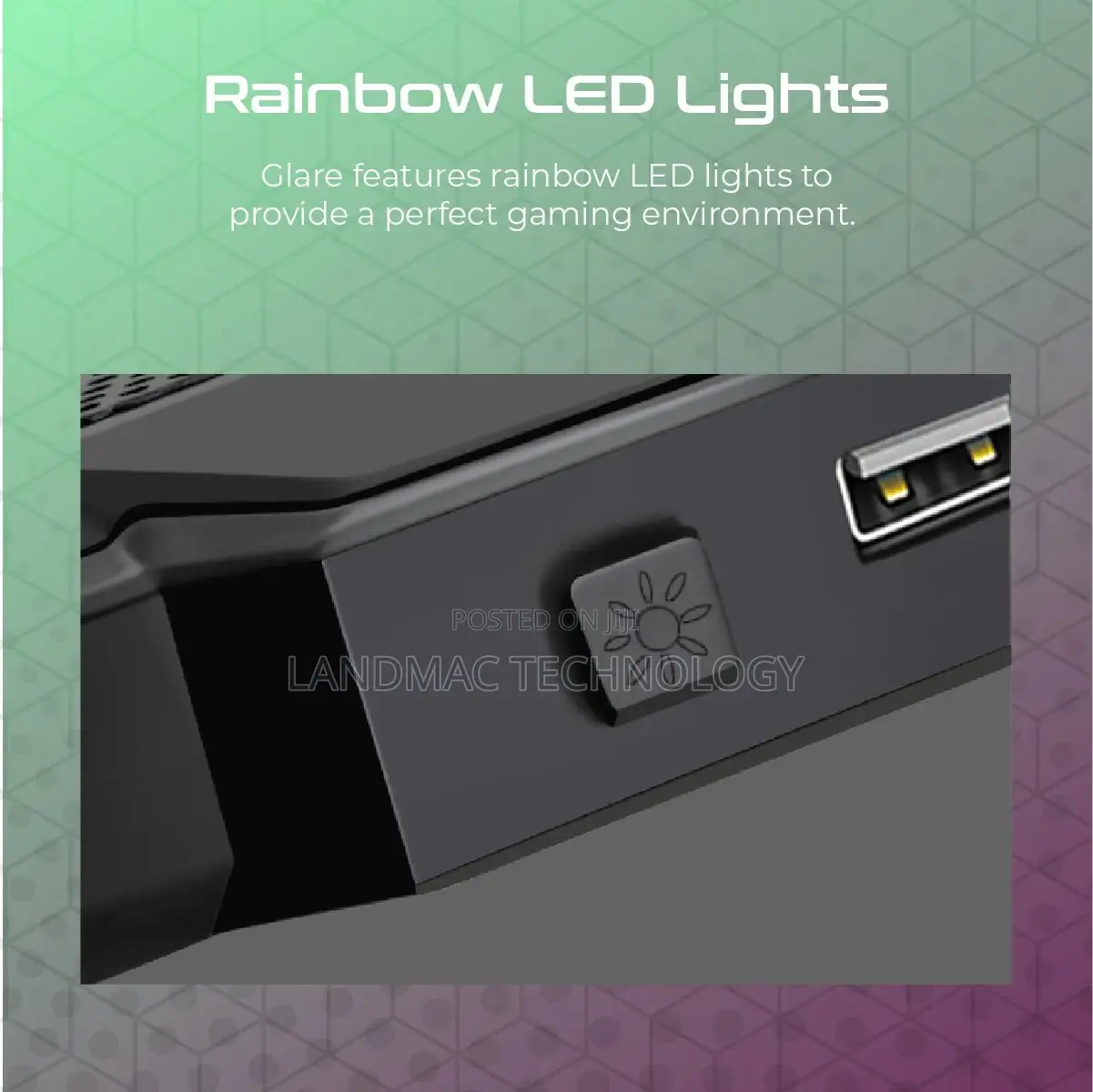 Vertux Quiet Cooling Laptop Stand With Rainbow LED Lights