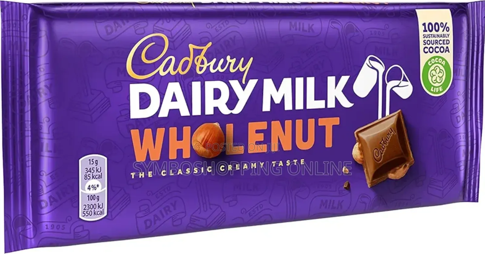 Cadbury Dairy Milk Chocolate Whole Nut Bar (120g