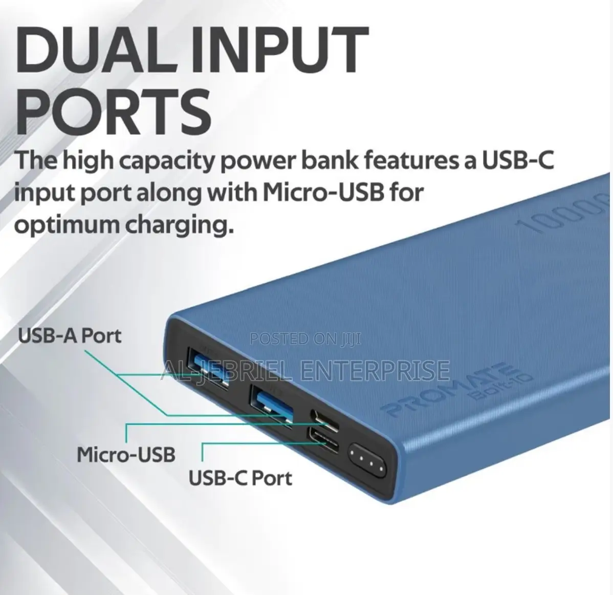Promate Bolt 10 10000mah Dual USB LI-PO Power Bank