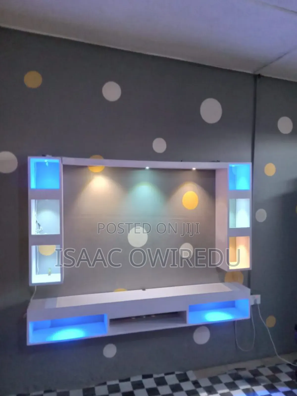 Television Wall Mount Design With Multi Lighting System
