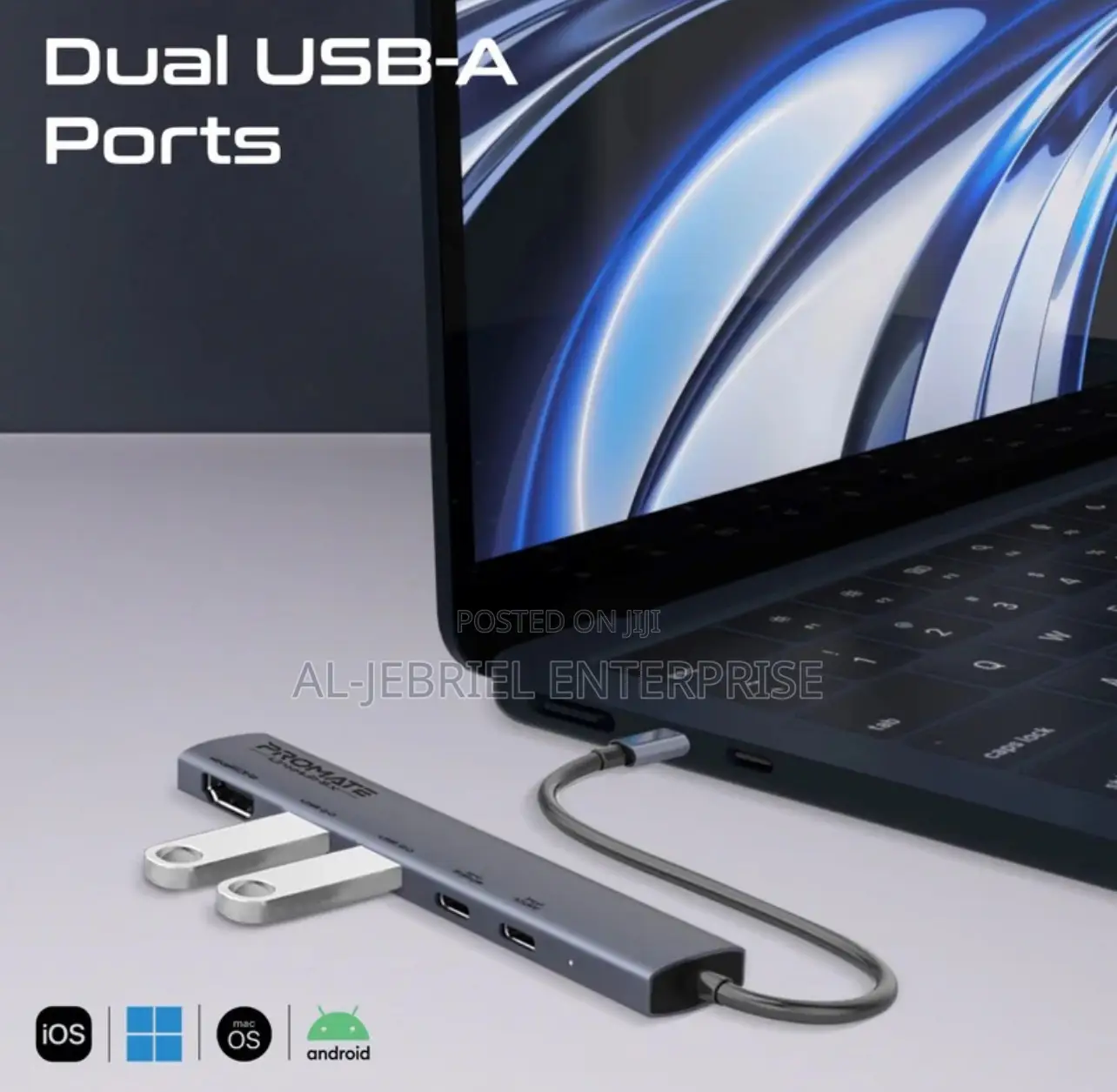 Promate Linkhub-5x 5 Port Slim USB-C Hub With 100W PD