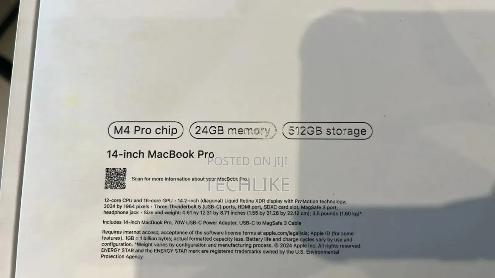 New Laptop Apple MacBook Pro 2024 M4 14-Inch 24GB Apple M4 SSD 512GB