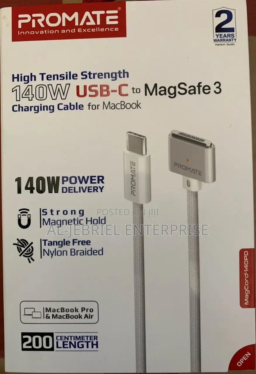 High Tensile Strength Promate 140W Usb-C to Magsafe Charger