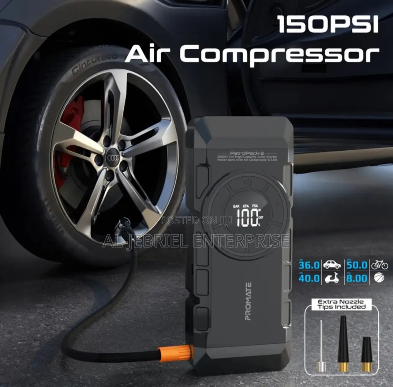 PROMATE PATROLPACK-2 2000A Jump Starter +12000mah Power Bank