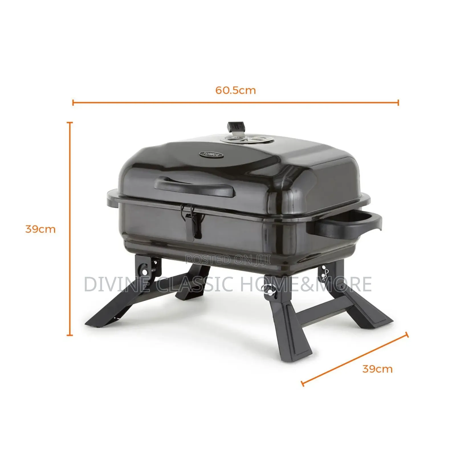 Tower T978539 Compact Charcoal Grill With Collapsible Legs