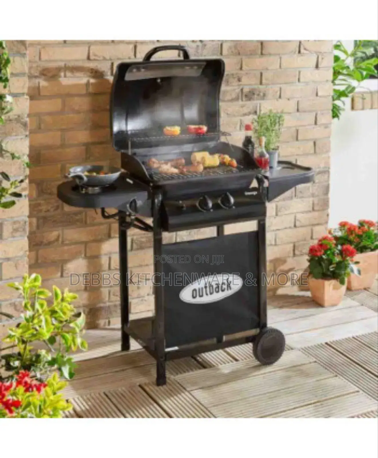 2 Burner Gas BBQ Grill With Side Stove