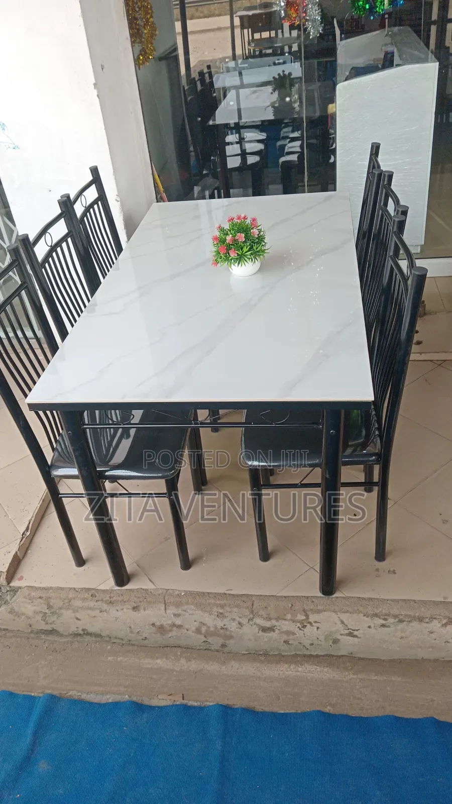 Marble Dining Table With 6 Leather Chair