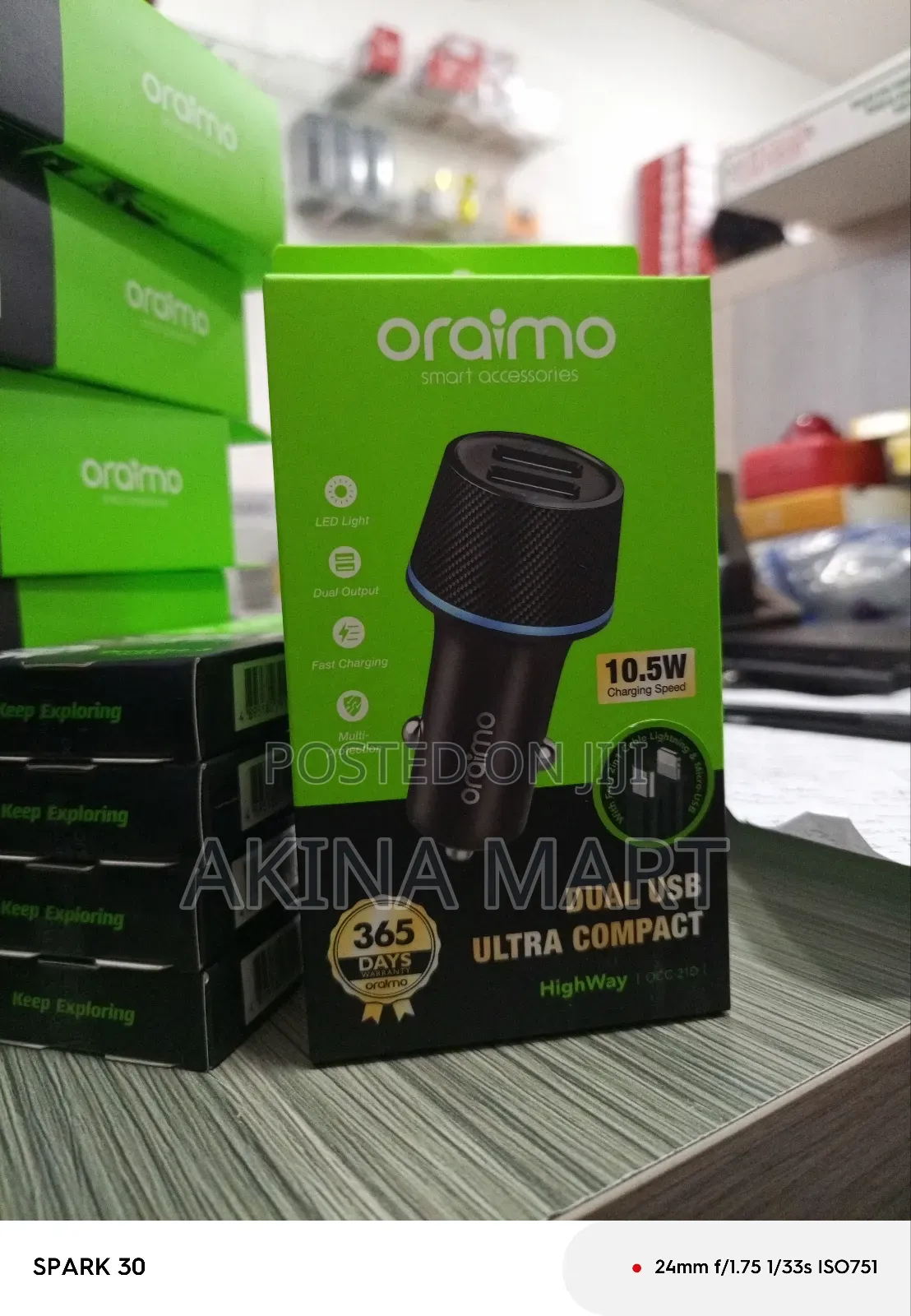 Oraimo Car Charger Dual USB Ultra 10.5 Charging Speed