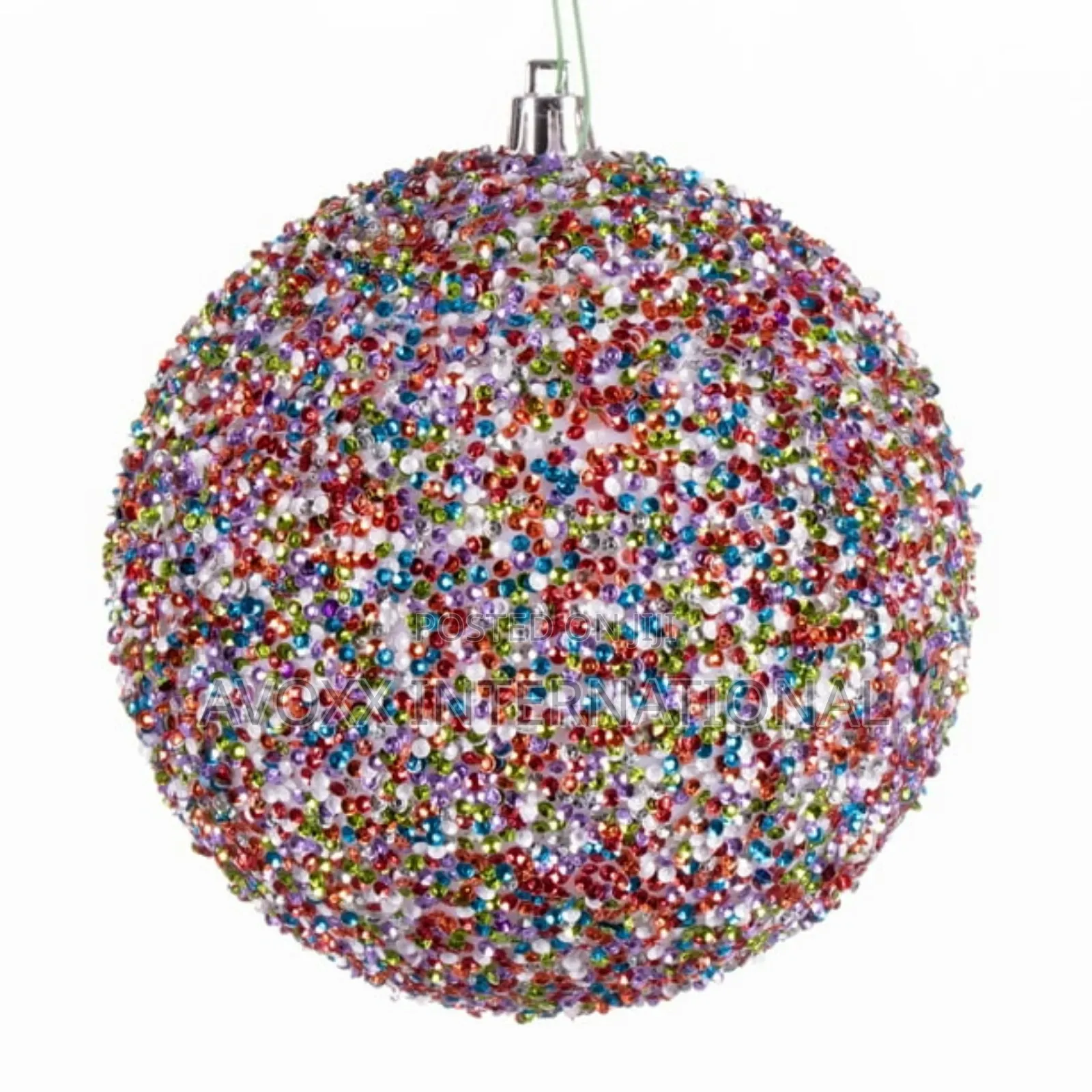 Vickerman 4.75" Multi-Colored Beaded Ball Ornament, 6 Pieces