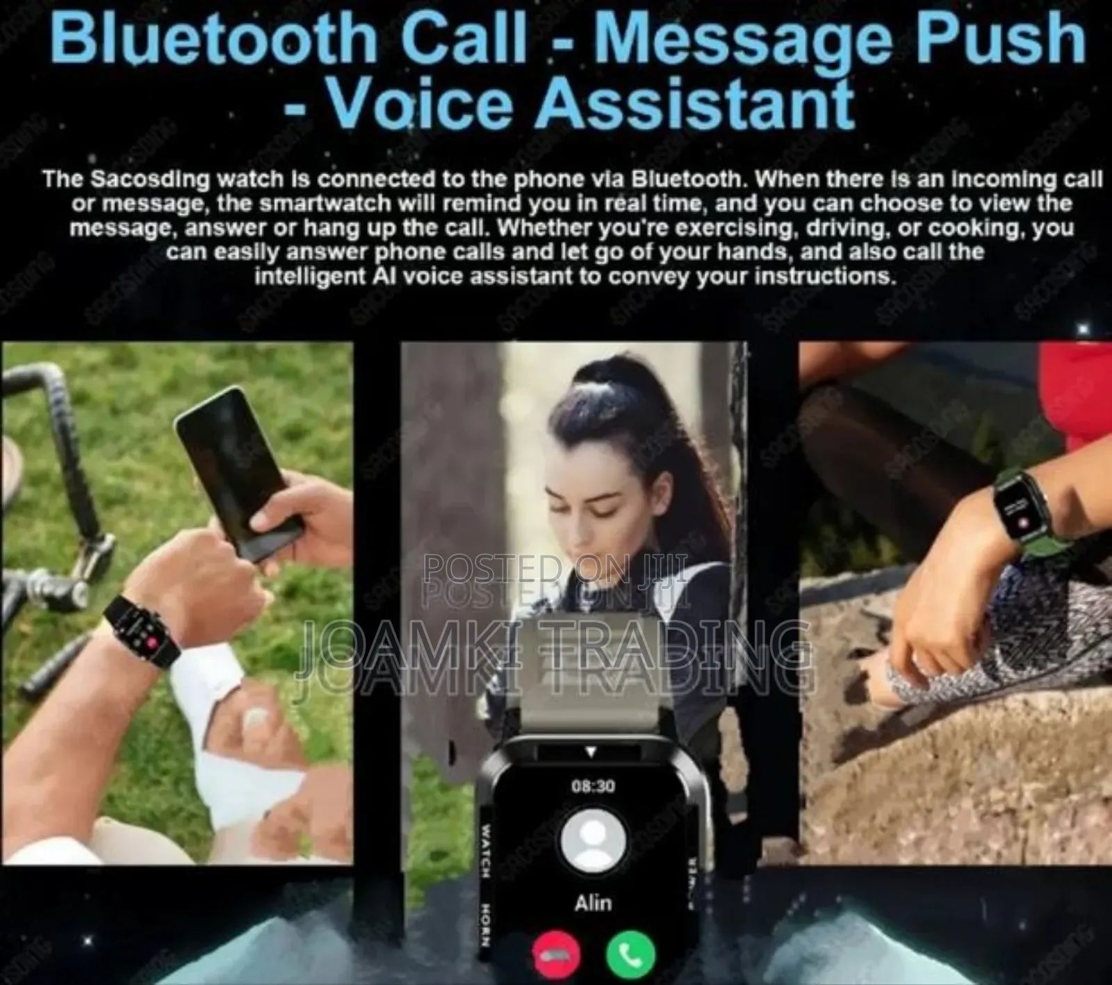 Rugged Smart Watch, Health Monitor, BT Call, IP68, Andr/Ios