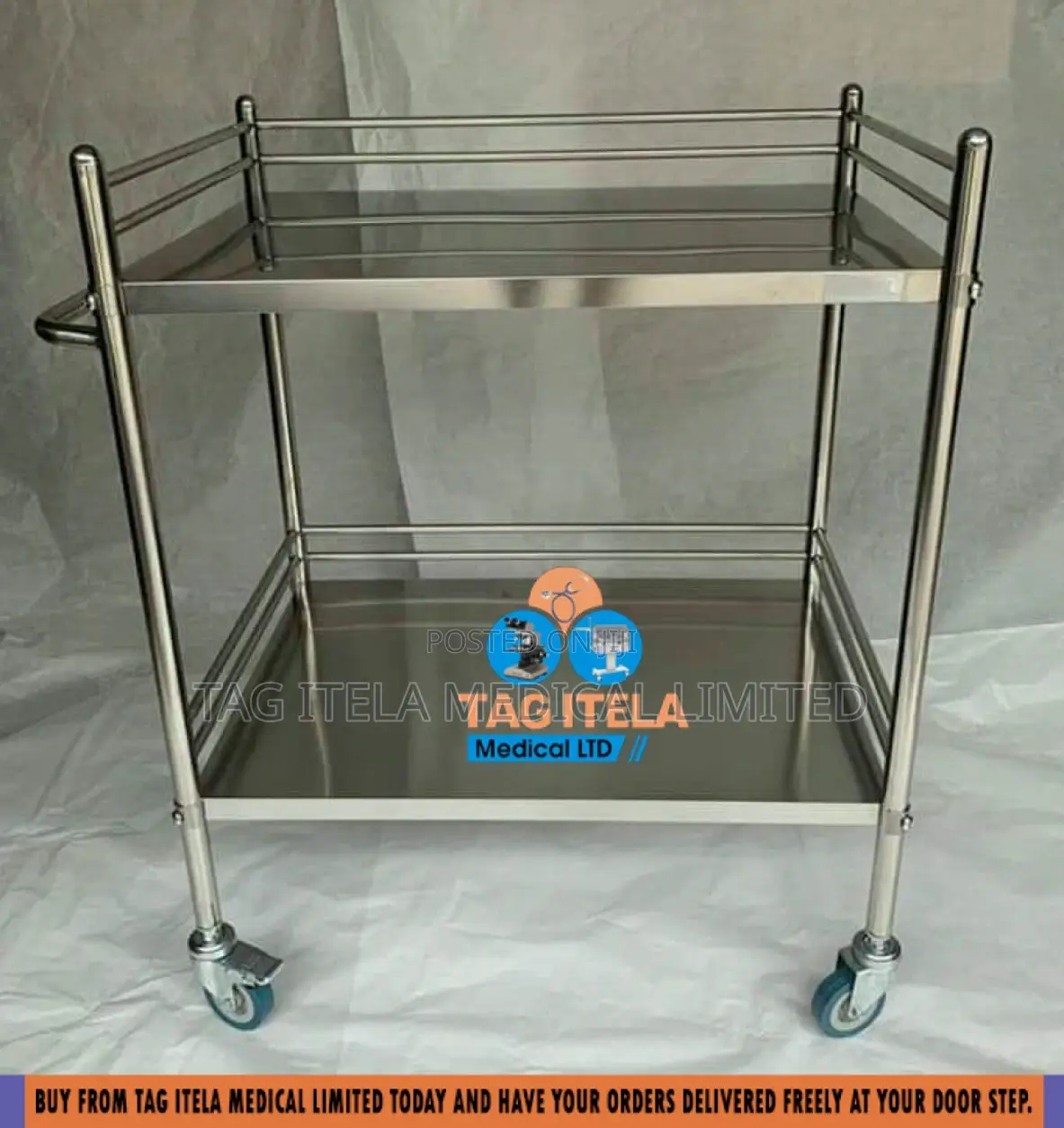 Medicine Trolley (2 Steps Stainless)