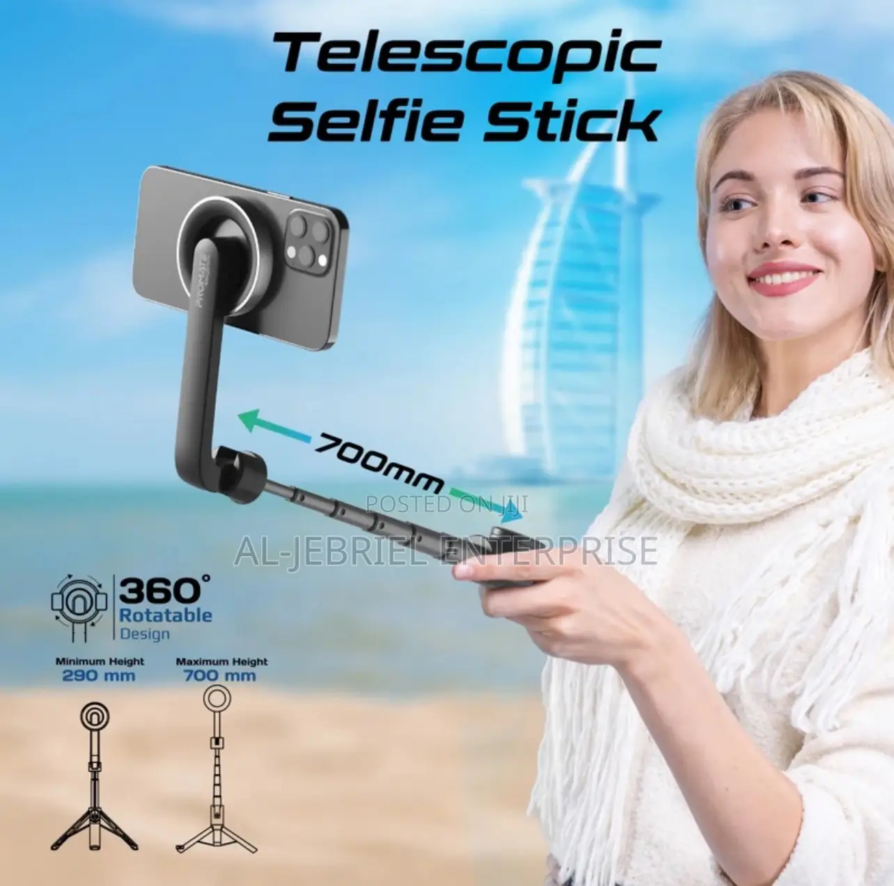 Magstick Promate Foldable Selfie Stick With Bluetooth Remote