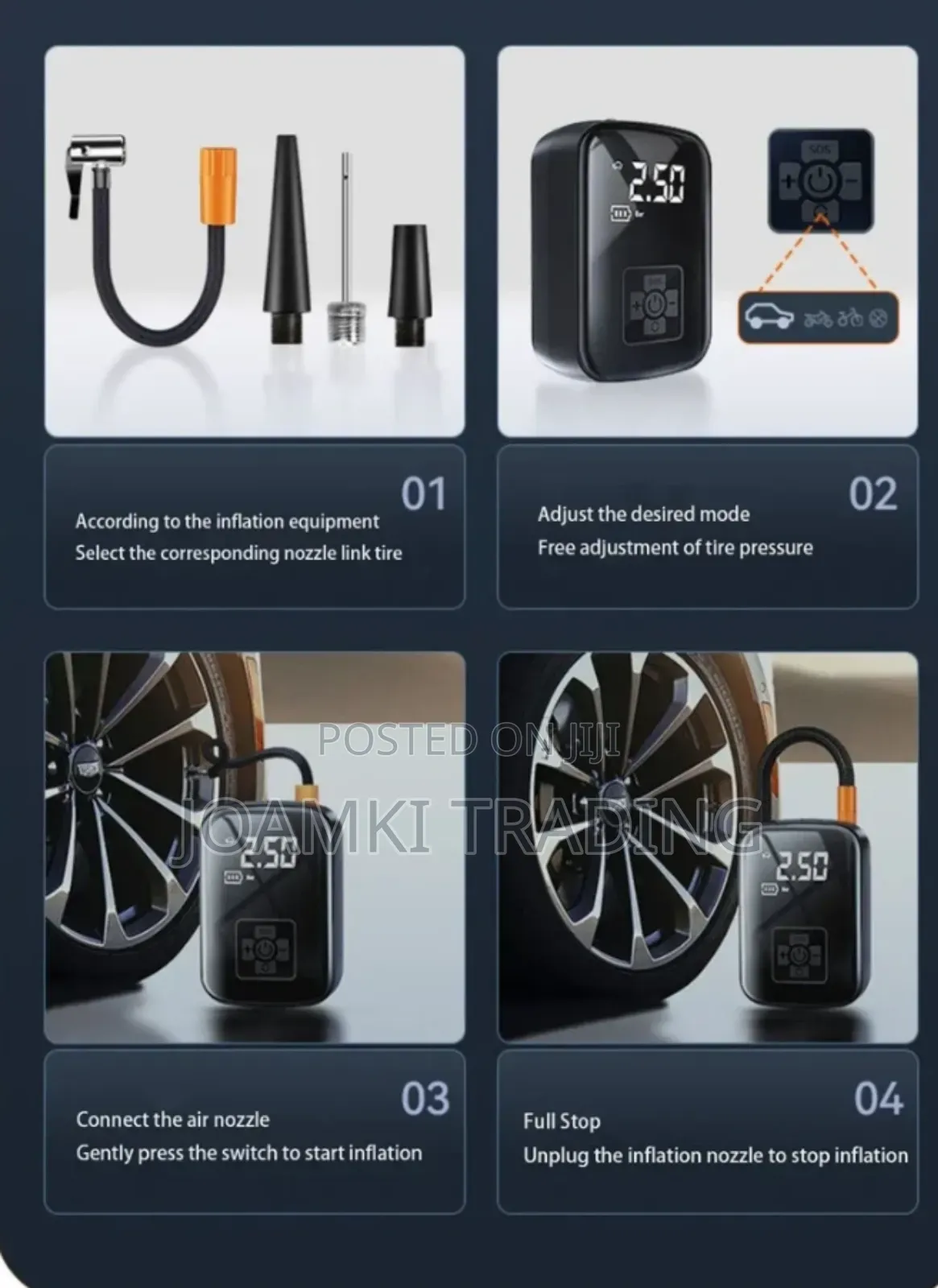 Wireless Car Air Compressor Tyre Inflator Digital Screen Ai