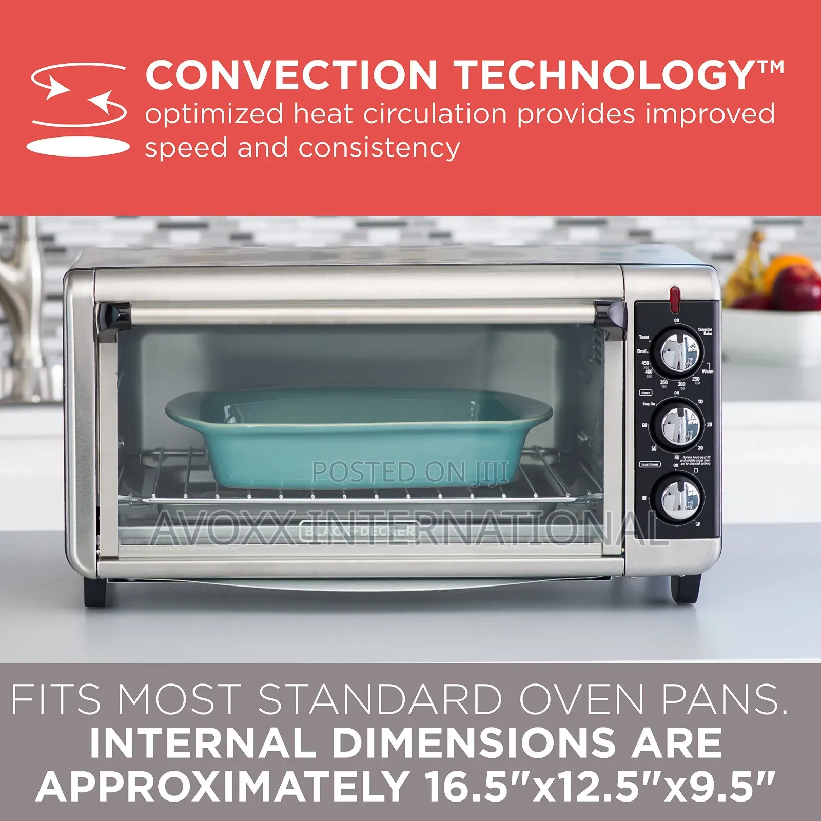 BLACK+DECKER 8-Slice Extra Wide Toaster Oven, 9"X13"