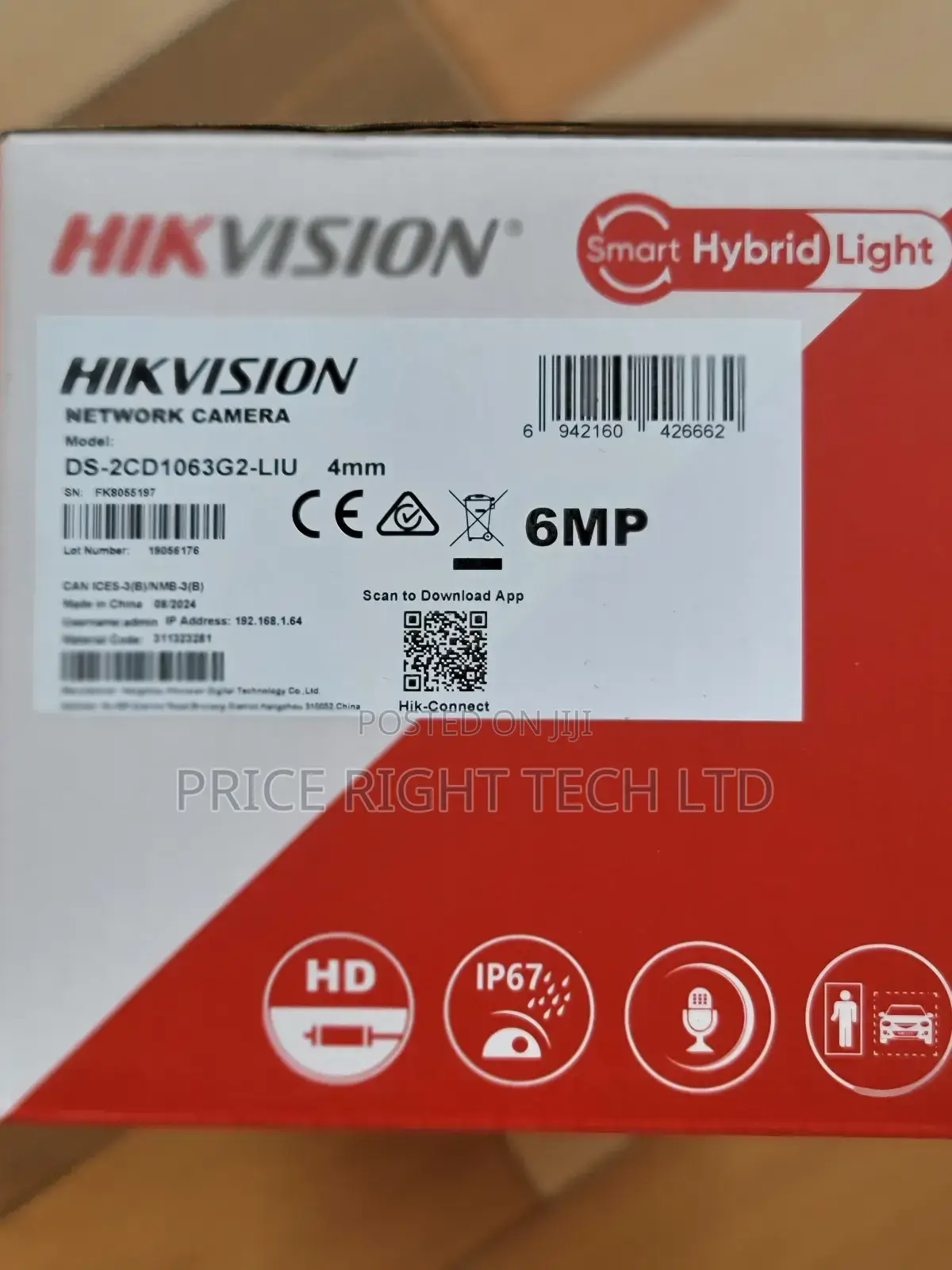 Hikvision 6mp Ip Camera Smart Hybrid Ds-2cd1063g2-Liu