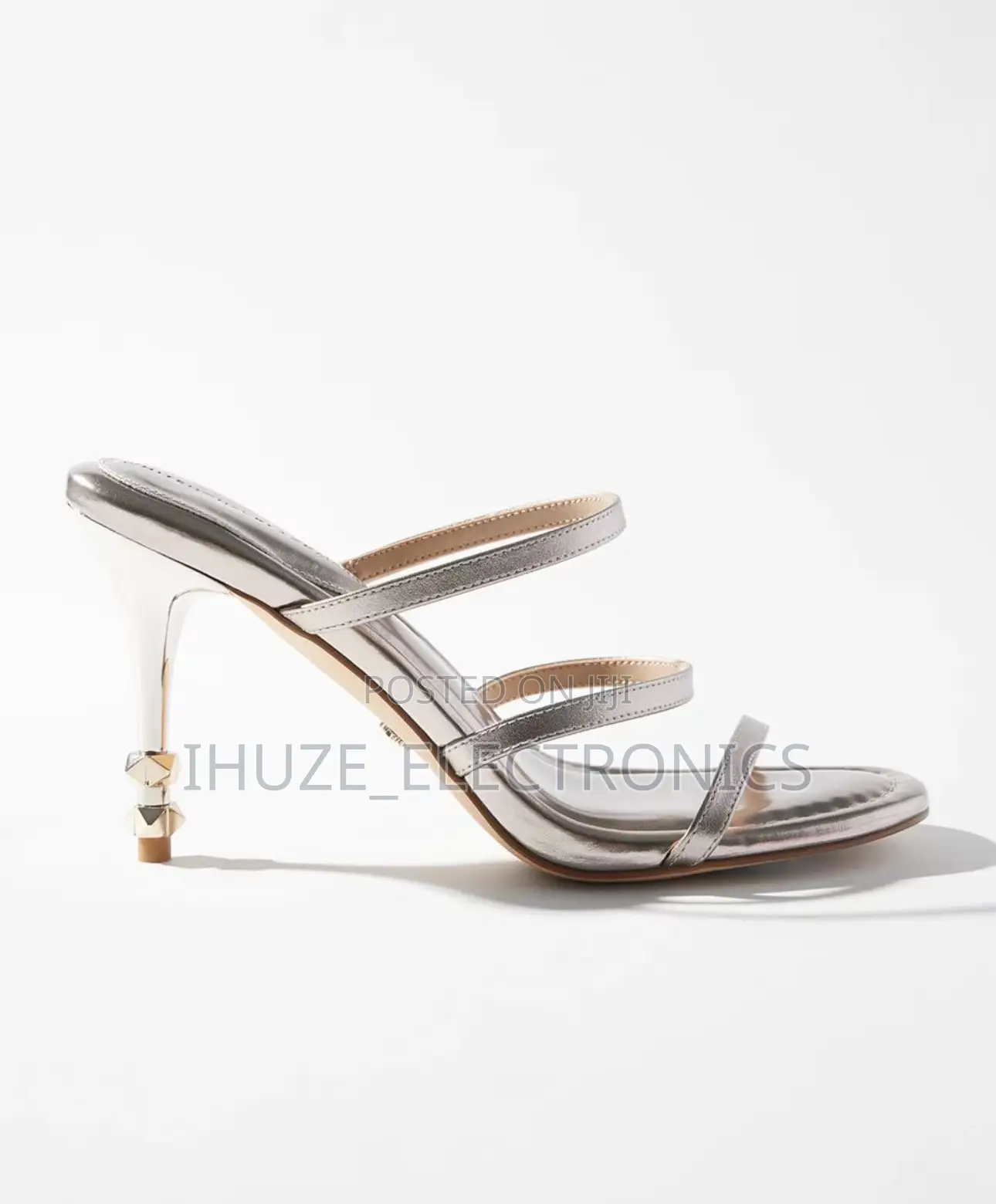 Studded 3-Strap High-Heel Sandal (Size 8)