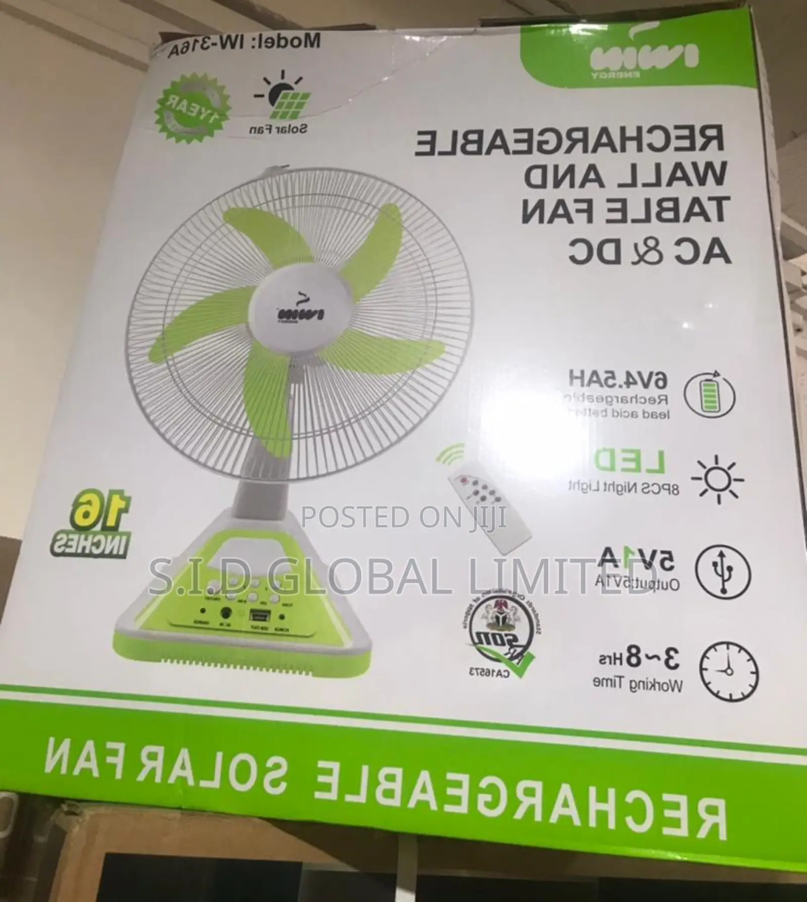 Not Your Regular 16'' IWIN Rechargeable Wall and Table FAN