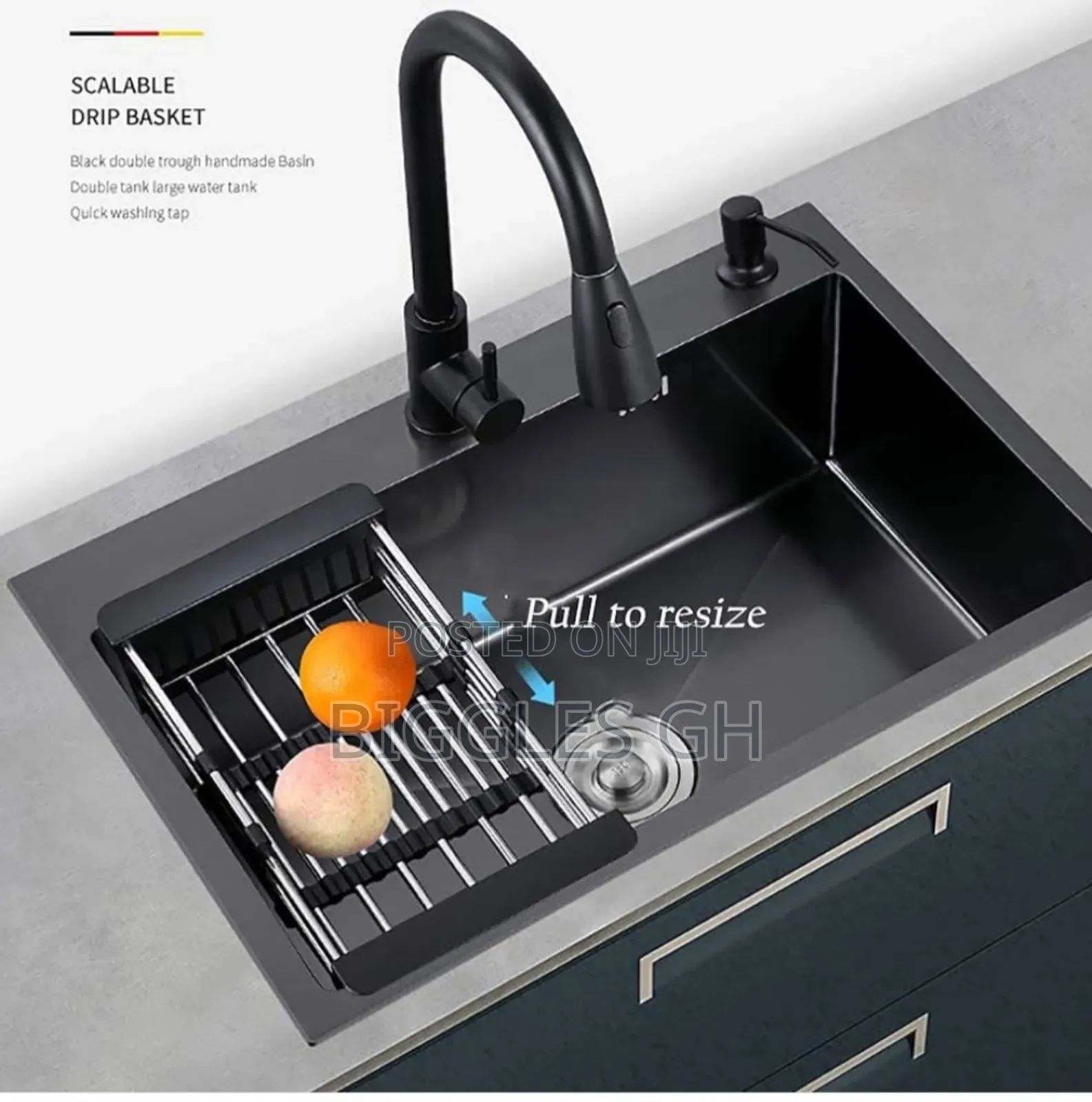 Single Bowl Armless Cabinet Sink With Pullout Tap Complete