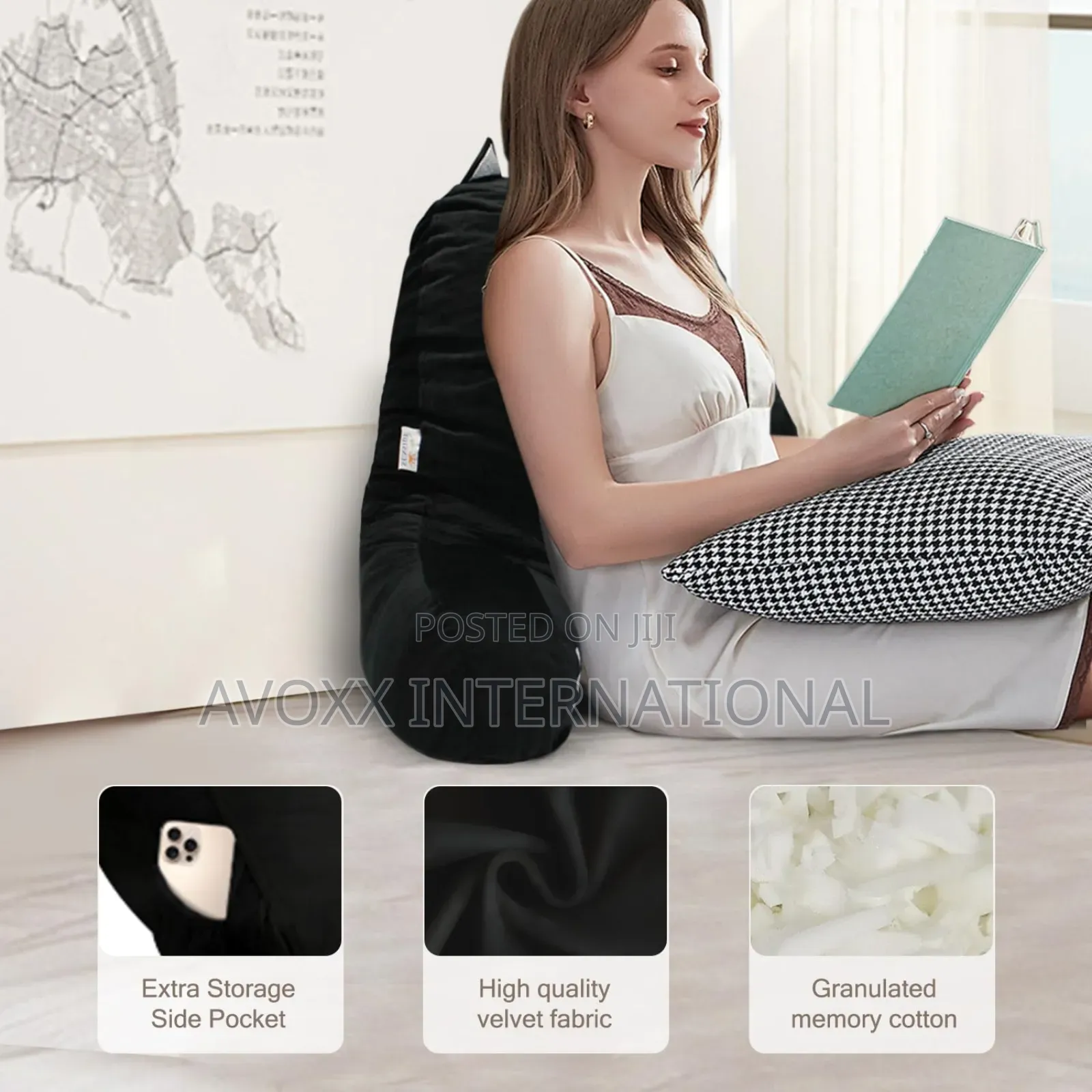 SUNSIDE Kitty Reading Pillow for Sitting in Bed