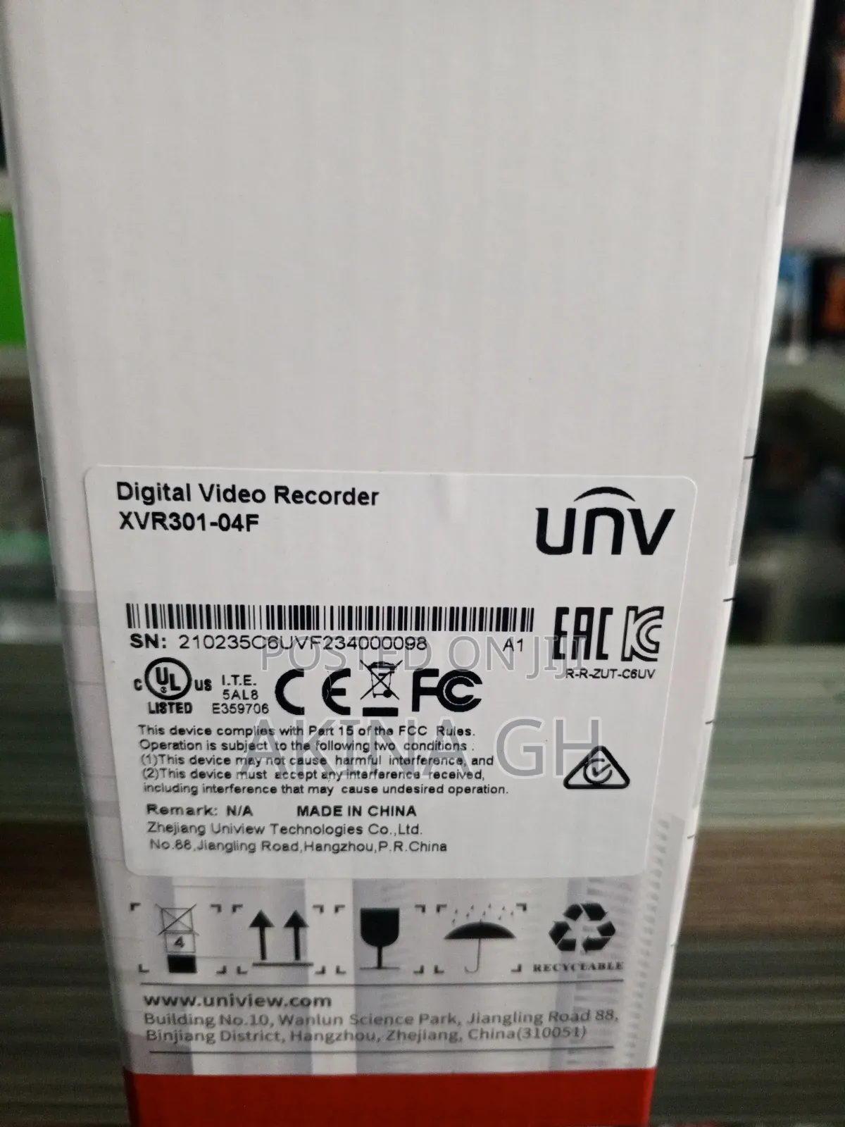Uniview Unv 4ch DVR 2mp Xvr301-04p