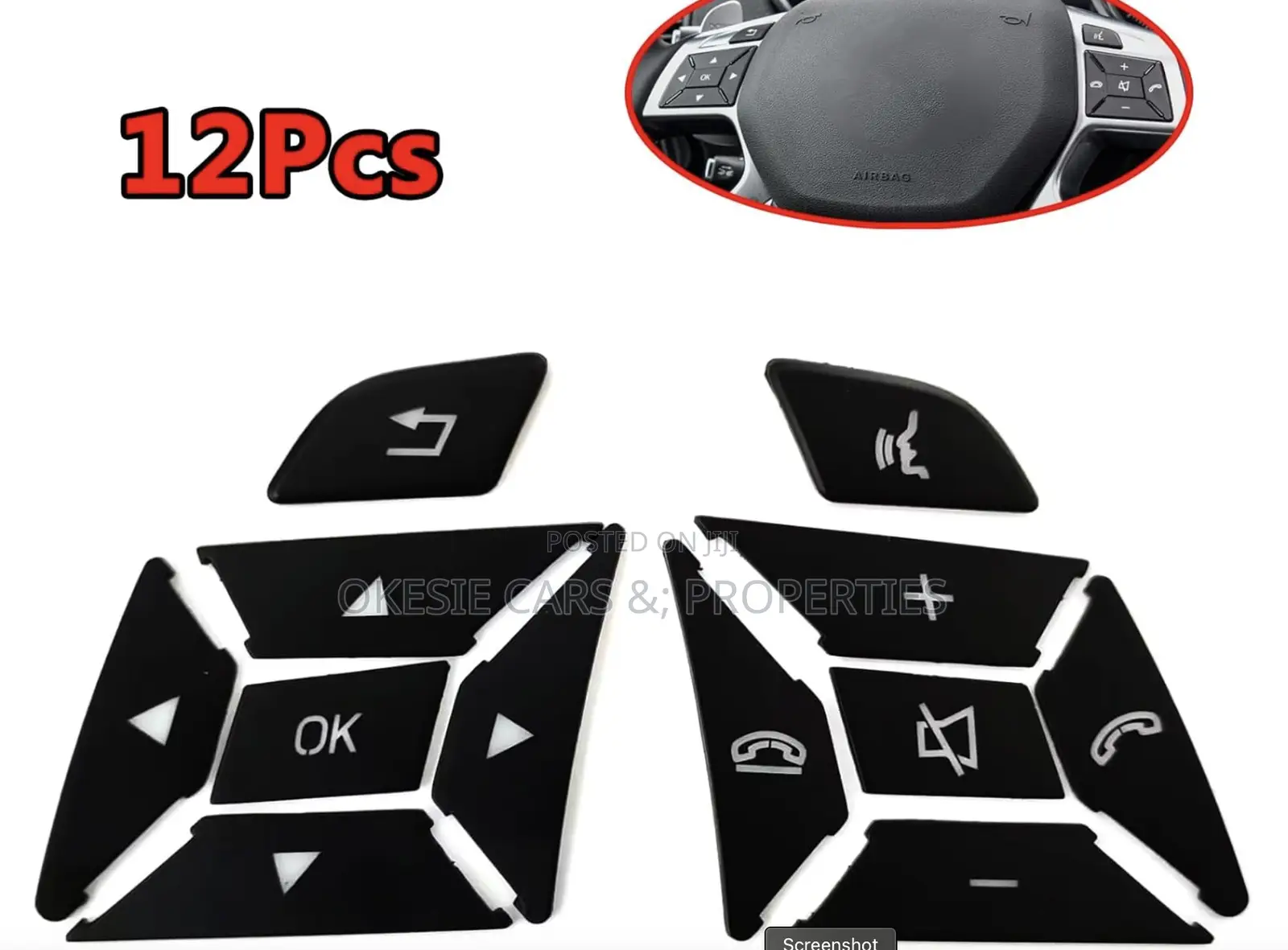 Black Steering Wheel Buttons Cover for Mercedes-Benz