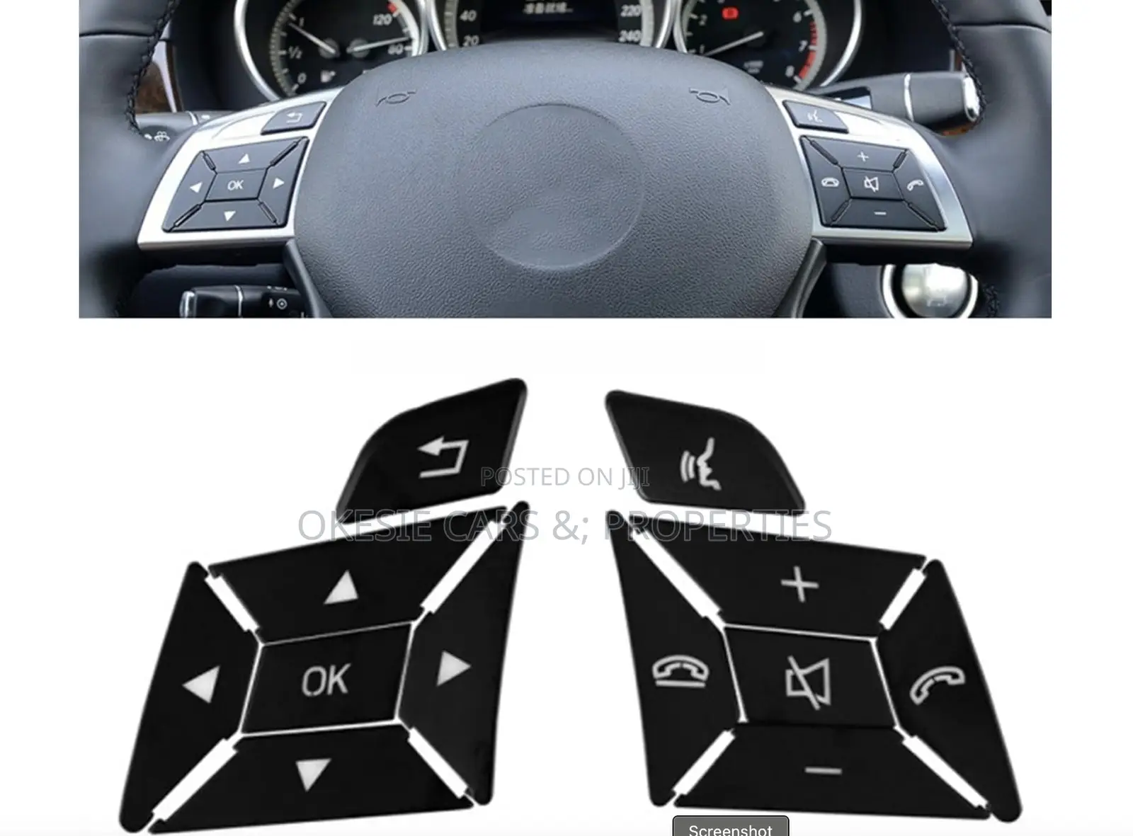 Black Steering Wheel Buttons Cover for Mercedes-Benz