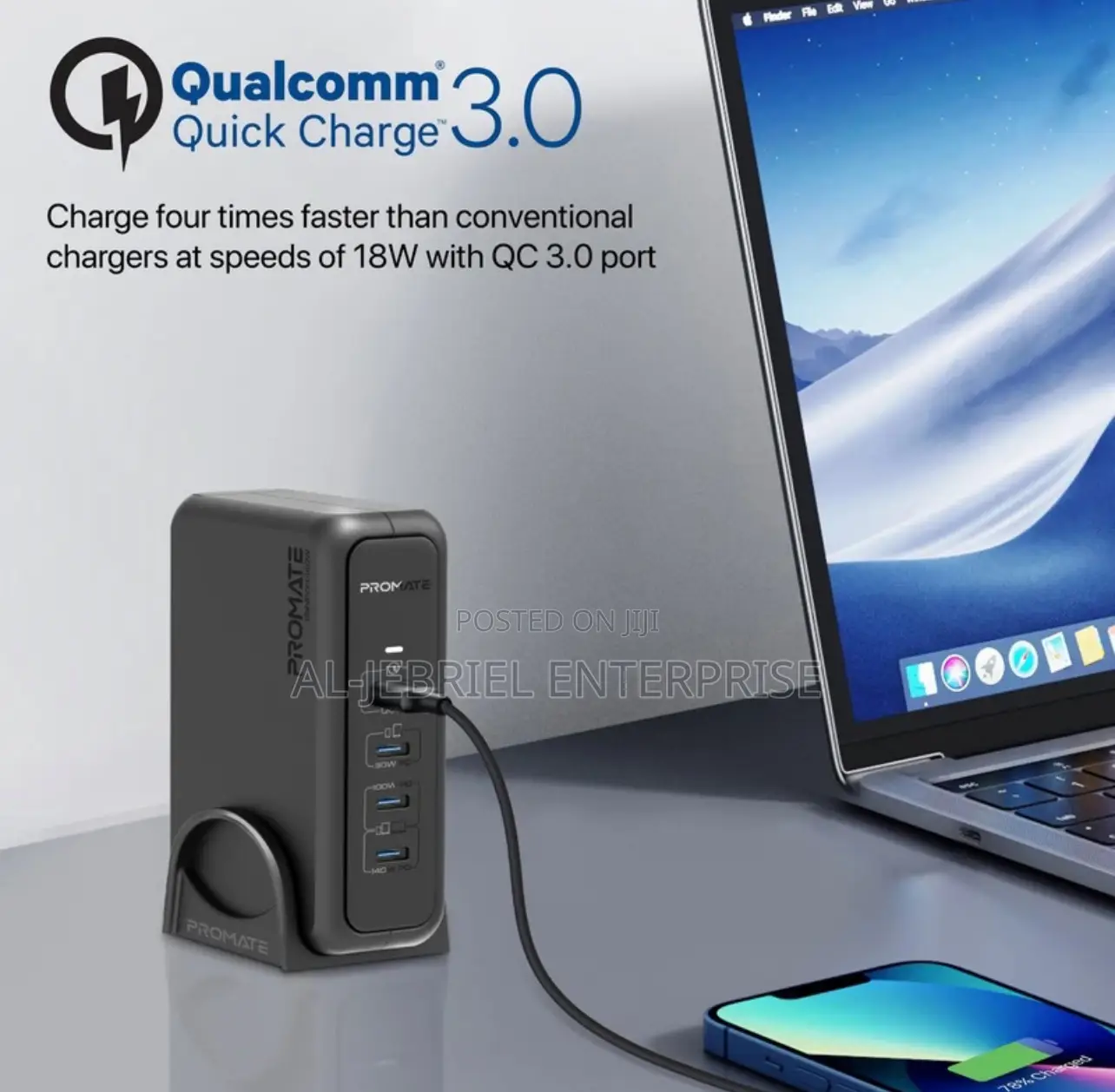 Ganport-140w Promate High-Speed Charging Station,PD3.1