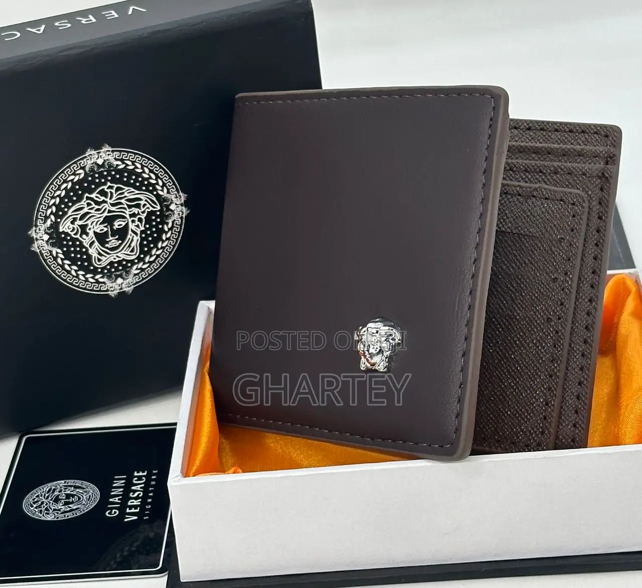 Versace Quality Leather Wallet Available in Black Coffee