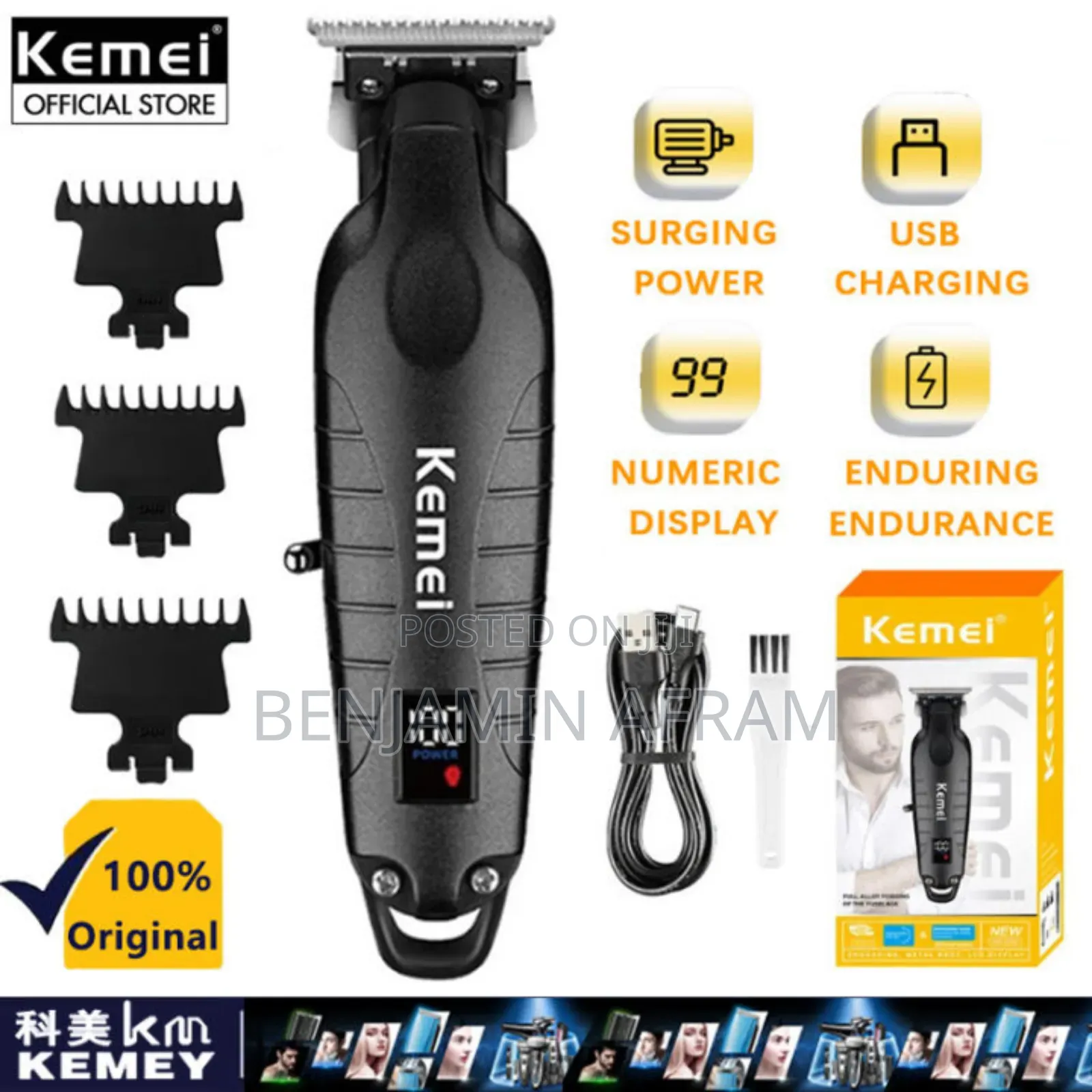 Rechargeable Metallic Hair Clippers