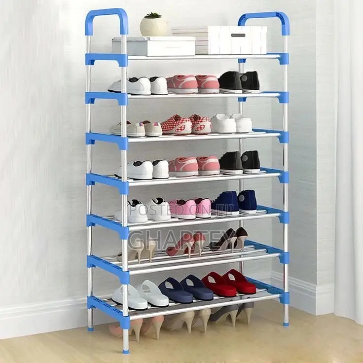 7 Layers Foldable Shoe Rack Blue