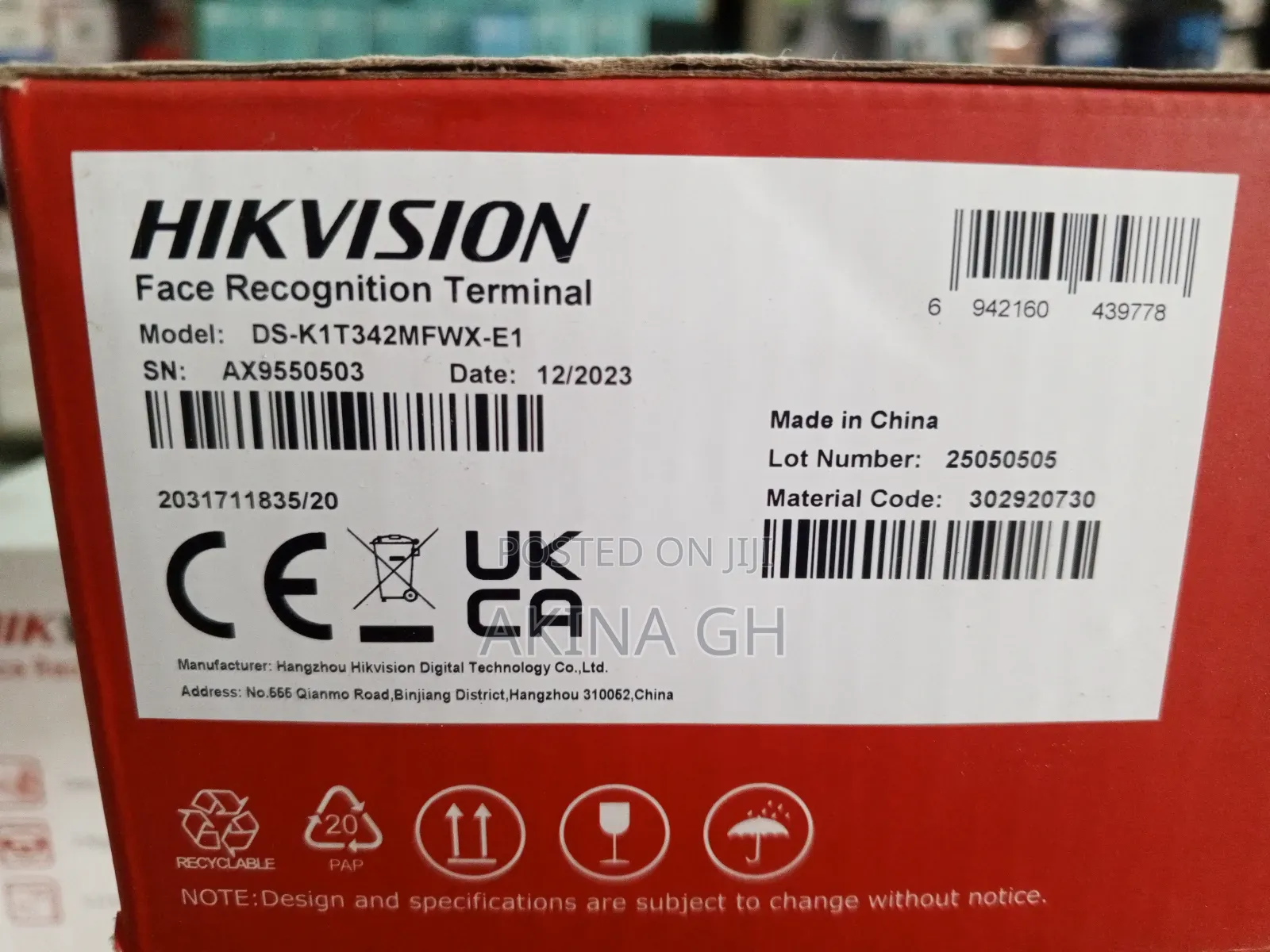 Hikvision Face Recognition Access Control Terminal K1t342fwx