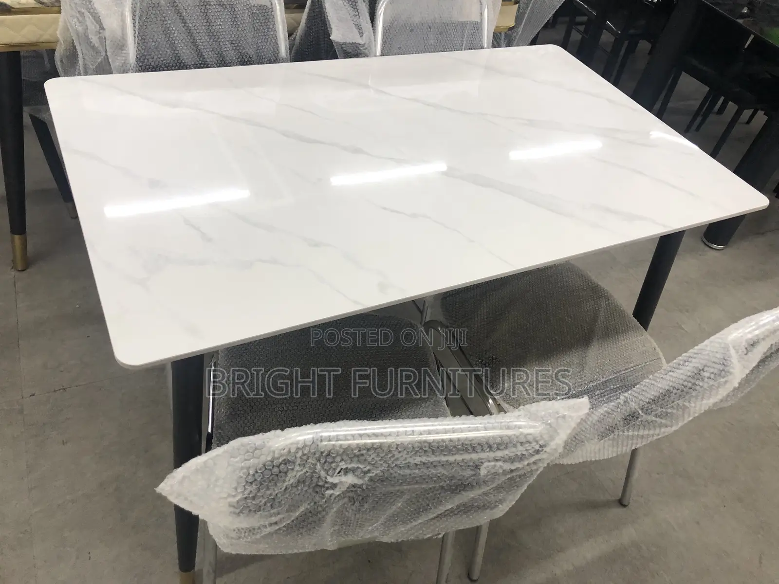 Dining Table With Four Chairs (4in1) Marble Top