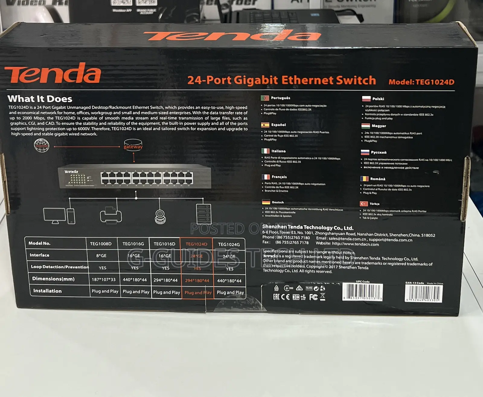 Tenda 24port Gigabit Switch, 24-Port Gigabit Ethernet Switch
