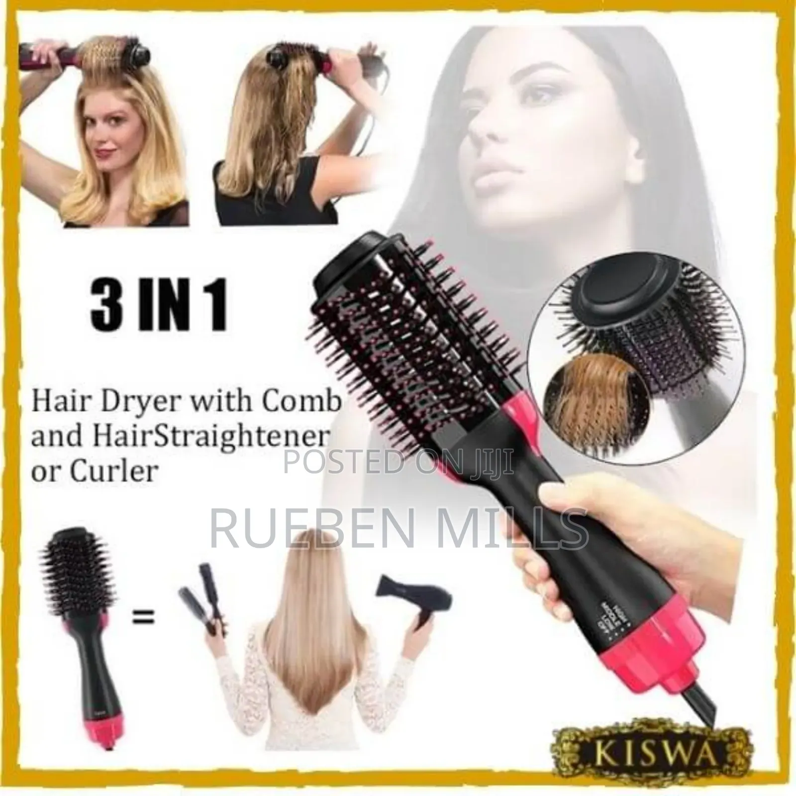 4 in 1 Sonar Hair Dryer Brush and Straightener