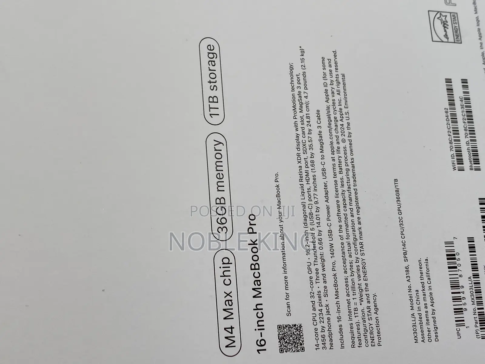 New Apple MacBook Pro 2024 M4 Max 16-Inch 36GB Apple M4 Max SSD 1T