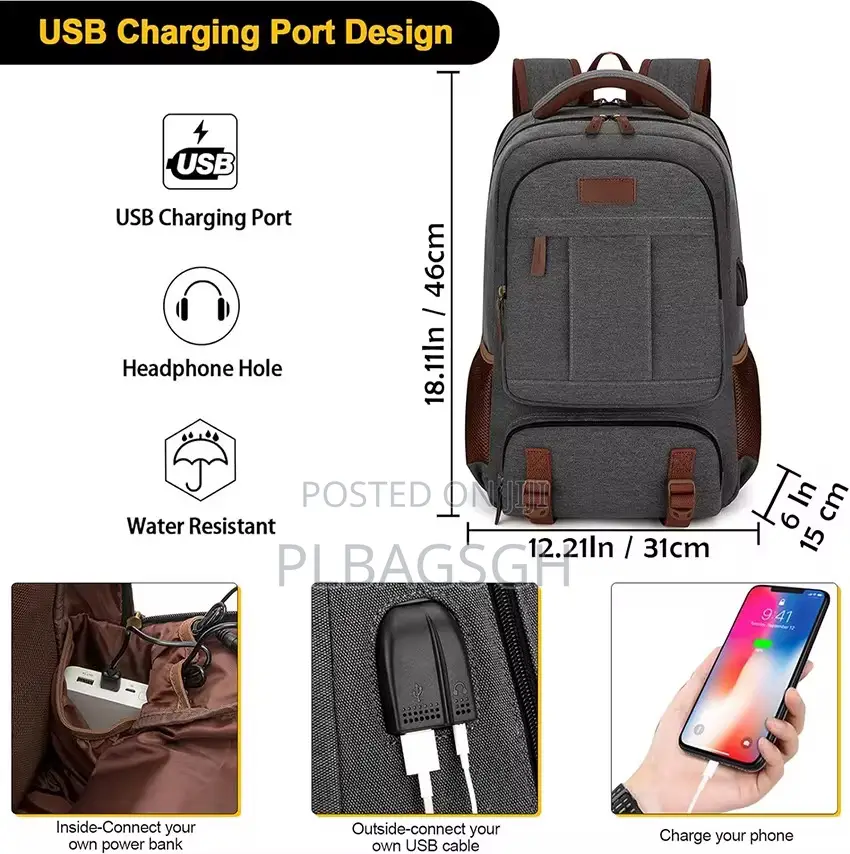 Khaki Potable Multi Fashionable Backpack at Plbagsgh