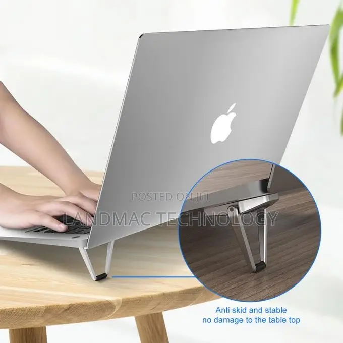 Metal Foldable Adjustable Stand Holder for Laptop - Silver