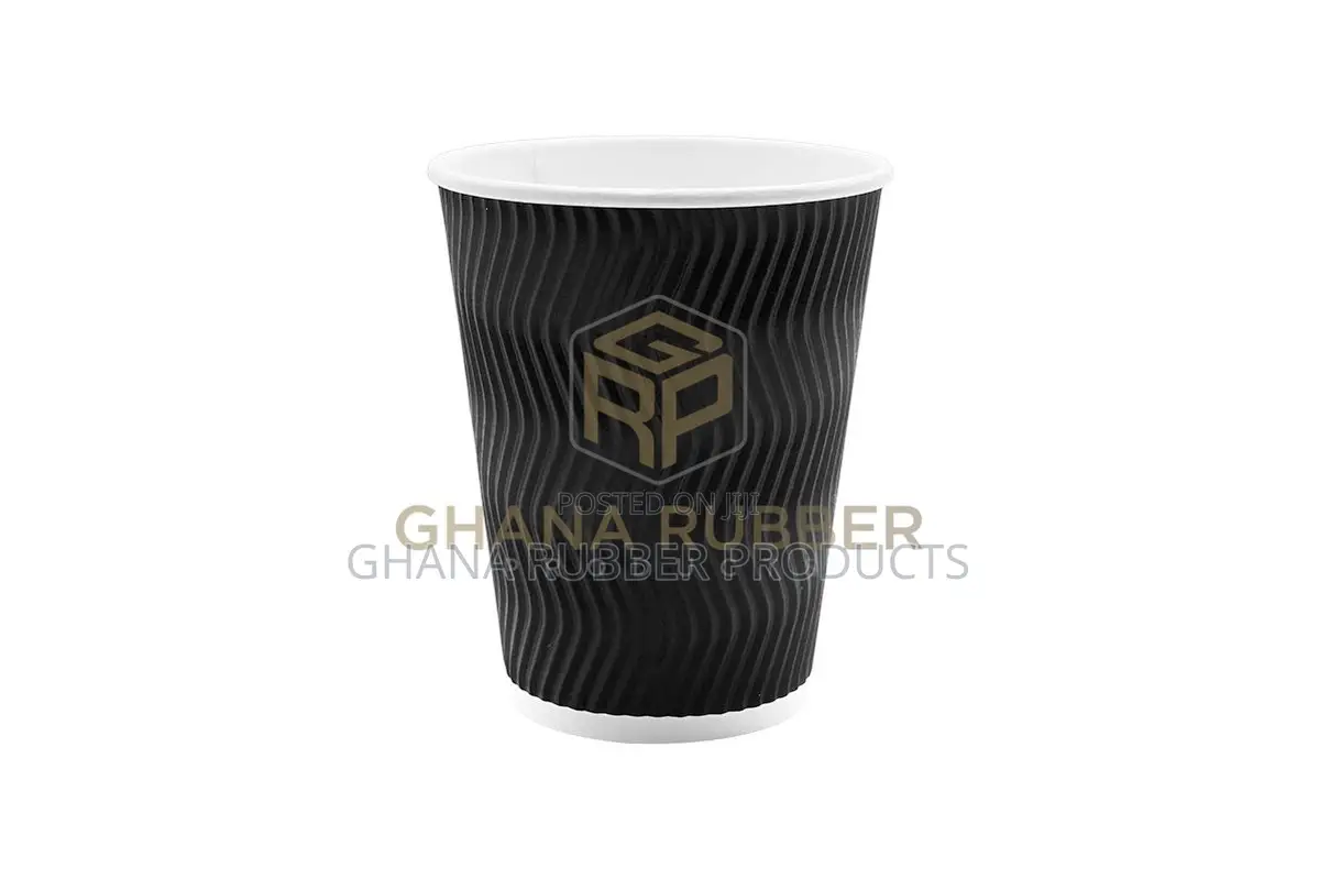 Ripple Paper Cups 12oz Black (No Lids) (500pcs)