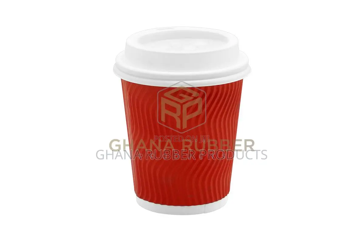 Ripple Paper Cups + Lids 8oz Red (1000pcs)