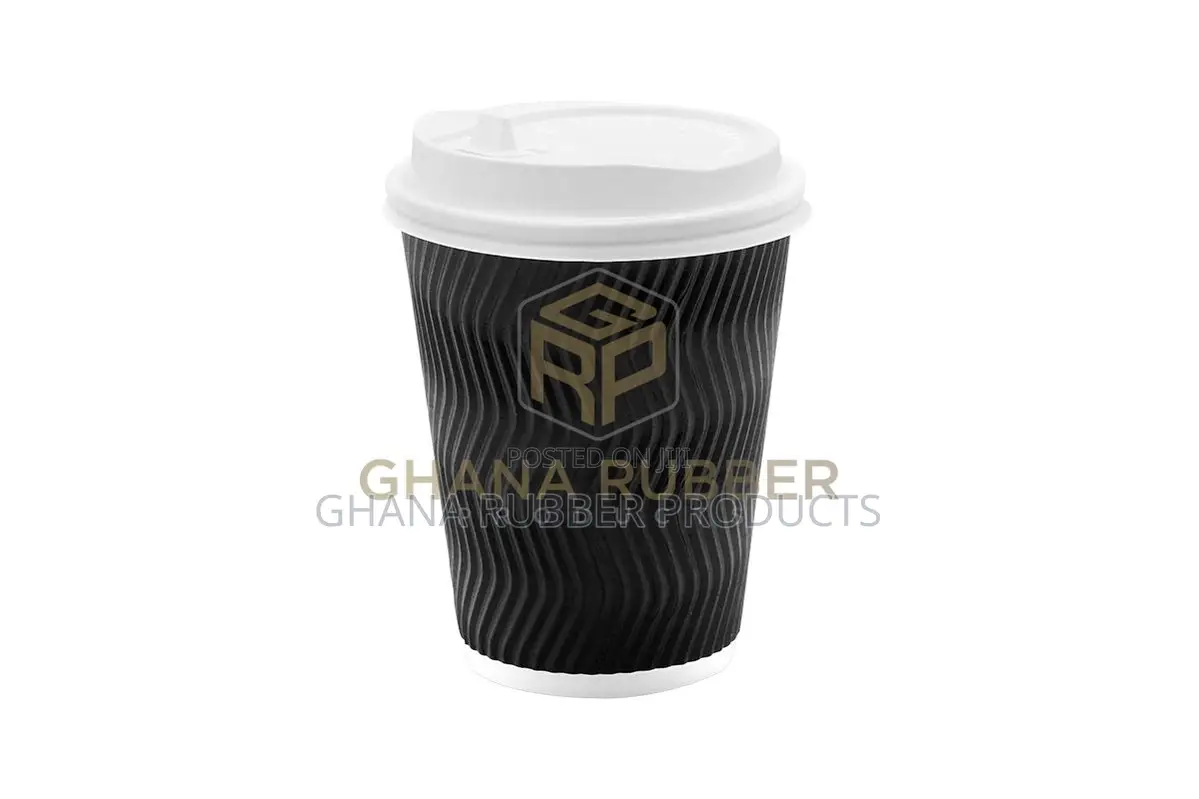 Ripple Paper Cups + Lids 12oz Black (1000pcs)